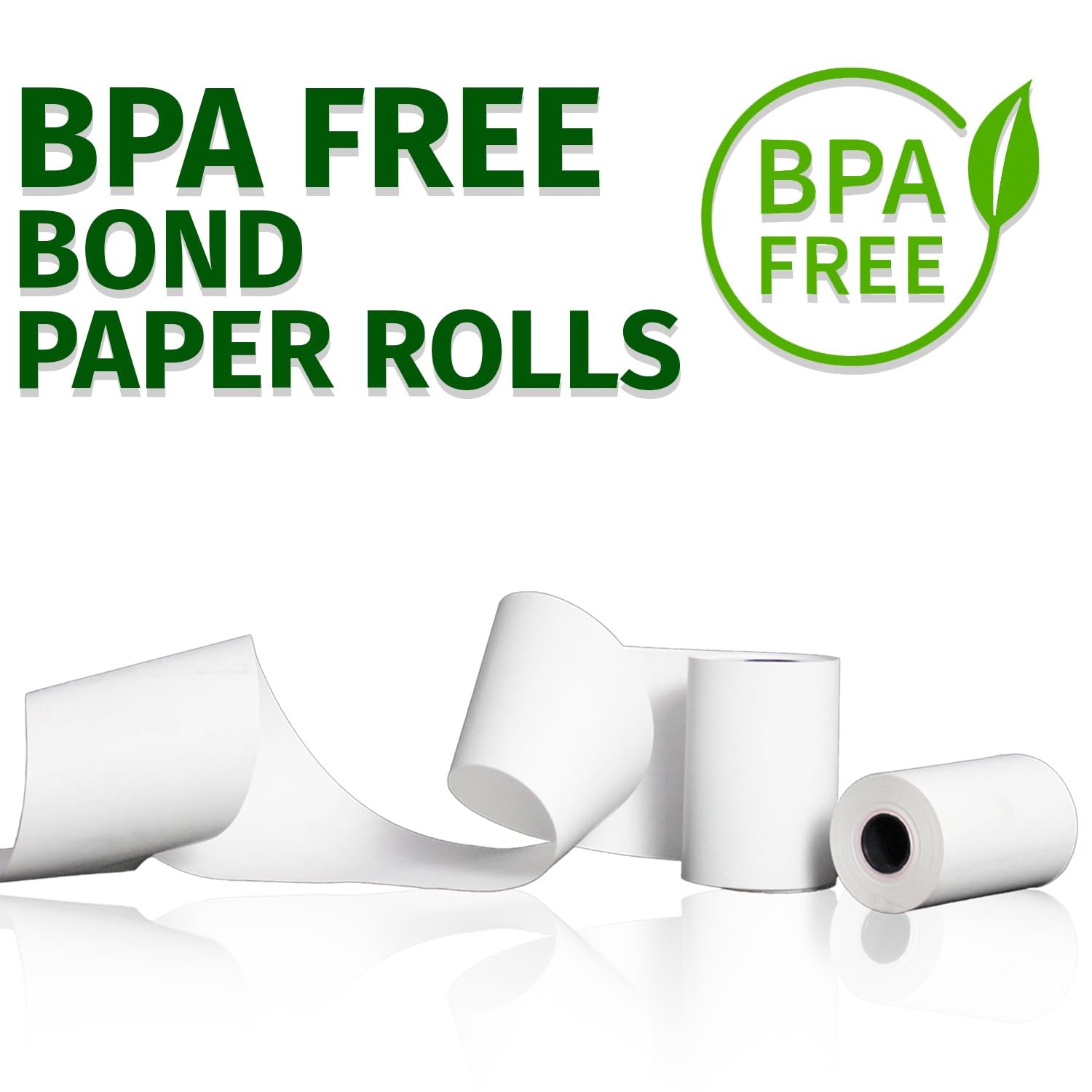 Gorilla Supply 2 1/4 in x 150 ft Bond Paper Rolls, 2.25″ x 150′ Adding white