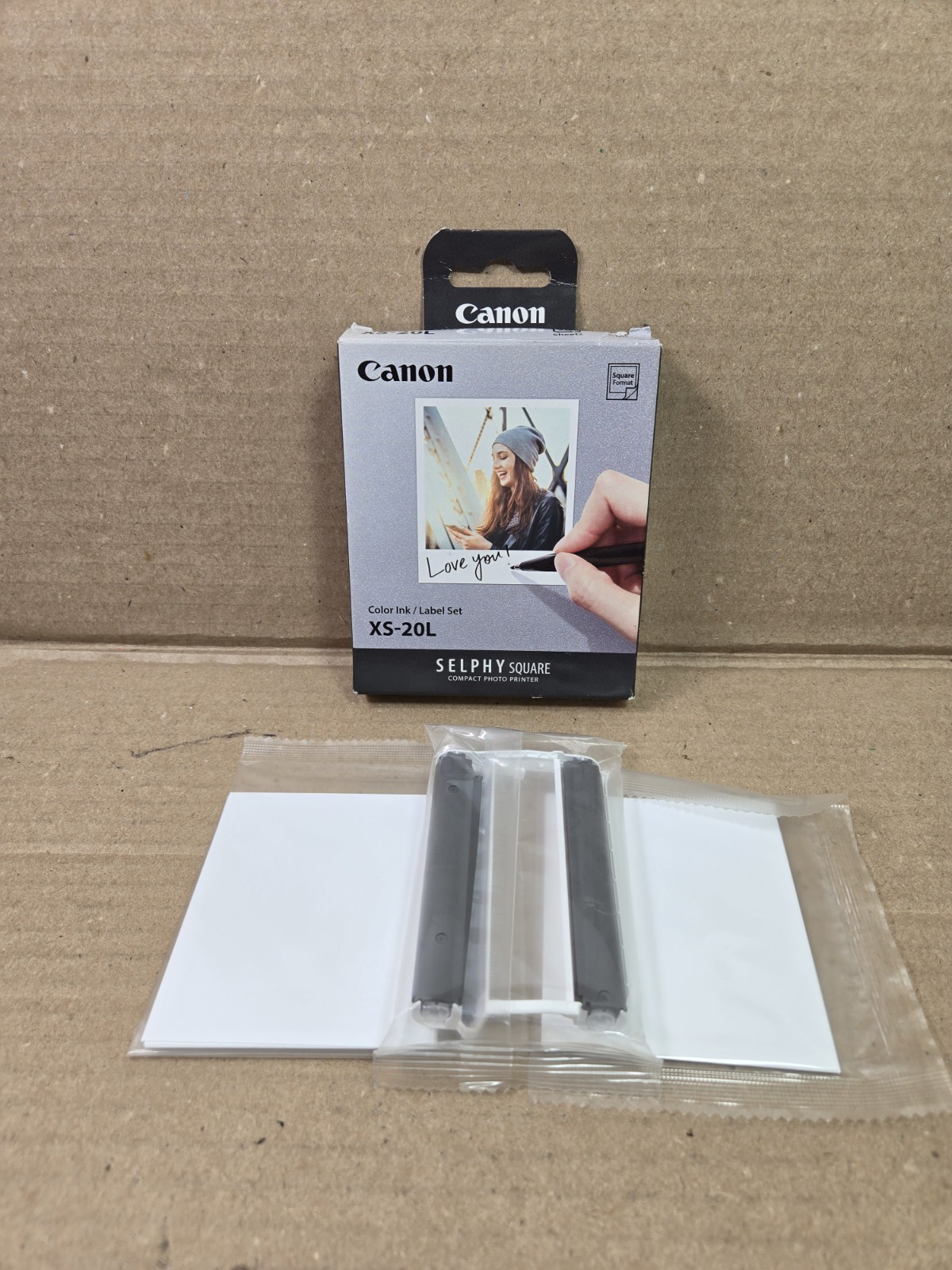 Canon XS-20L Colour Ink Label Set Selphy Square Paper 20 Sheets New Open Box