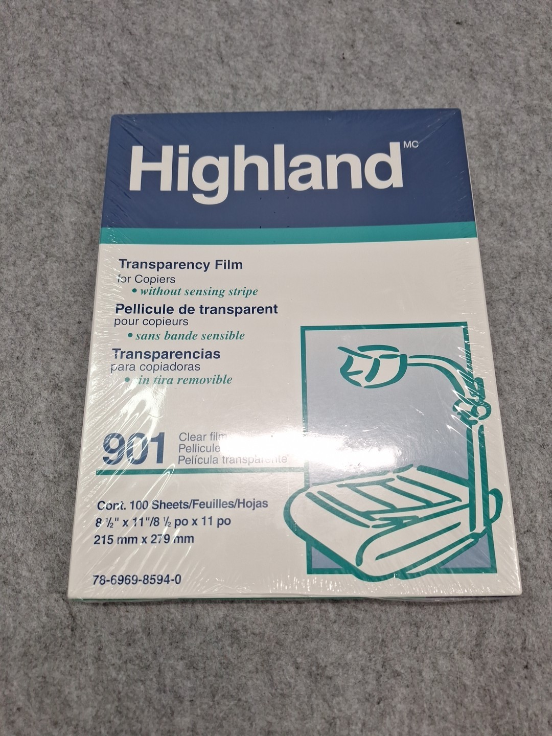 3M HIGHLAND 901 Transparency Film For Copiers Without Sensing Stripe 100 Sheets