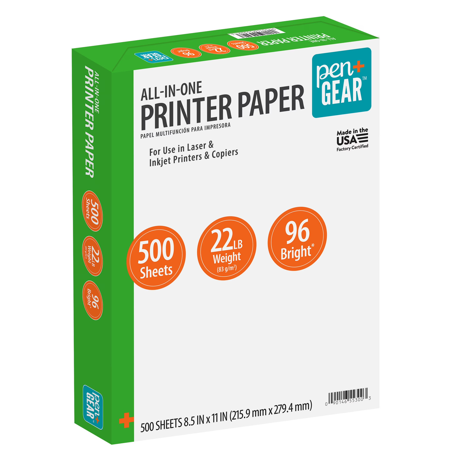 Pen+Gear All-in-One Printer Paper 8.5×11 96 Bright 22lb 500 Sheets White