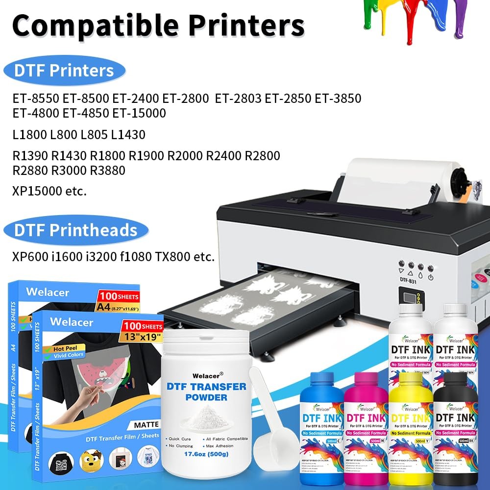DTF Transfer Film 13″x19″ 110 Sheets for Sublimation or DTF Inkjet Printers, …
