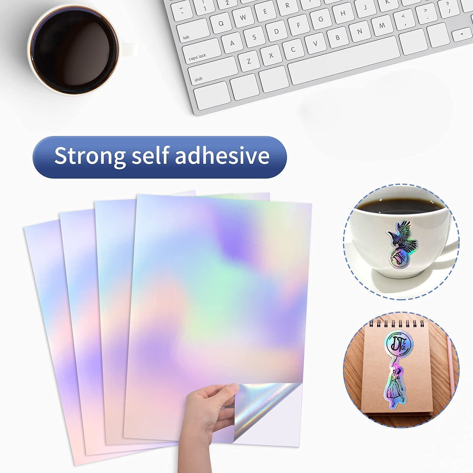 QiXin 50 Sheets Holographic Sticker Paper 8.5 x11 inch for Inkjet Printer & L…