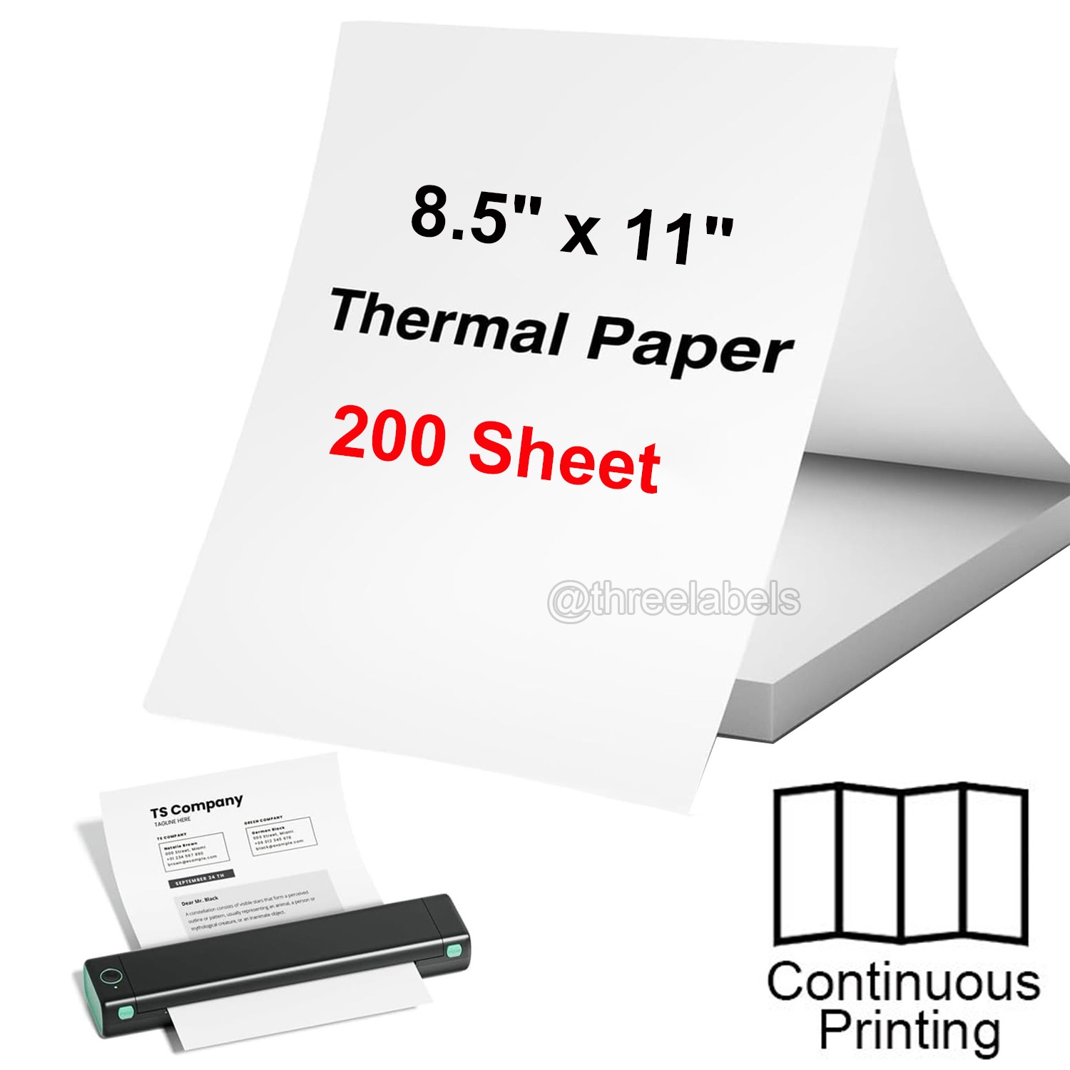 200 Sheets Thermal Printer Paper 8.5″ X 11″ Inch US Letter Size Thermal Paper