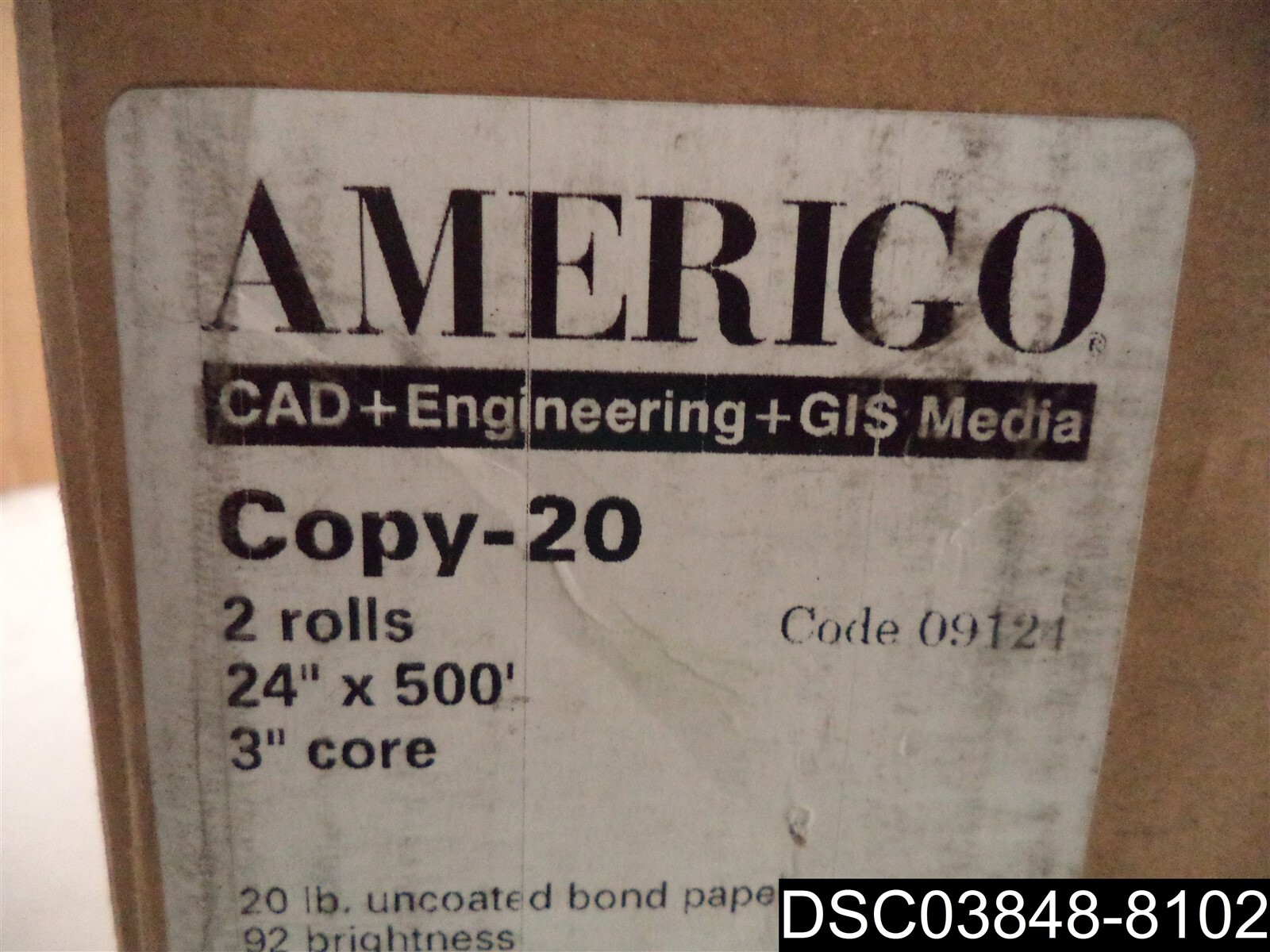 Qty= 2: PM Company Amerigo Wide Format, Copy-20lb, 24″ x 500′, 3″ Core, White