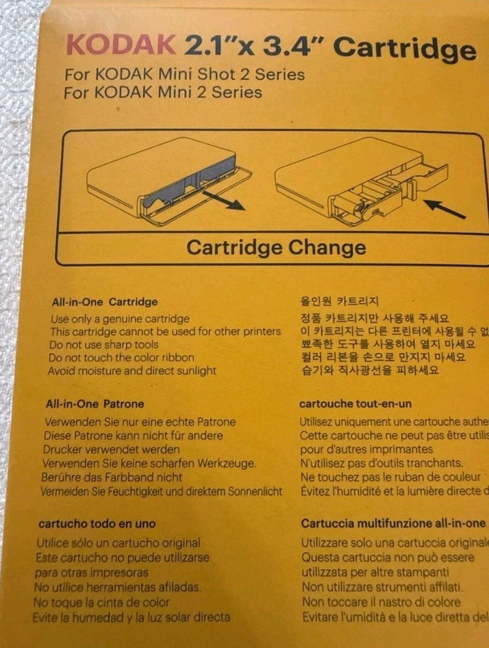 2 pack Kodak Instant Print 2.1″x 3.4″ Cartridge 60 Sheets Total