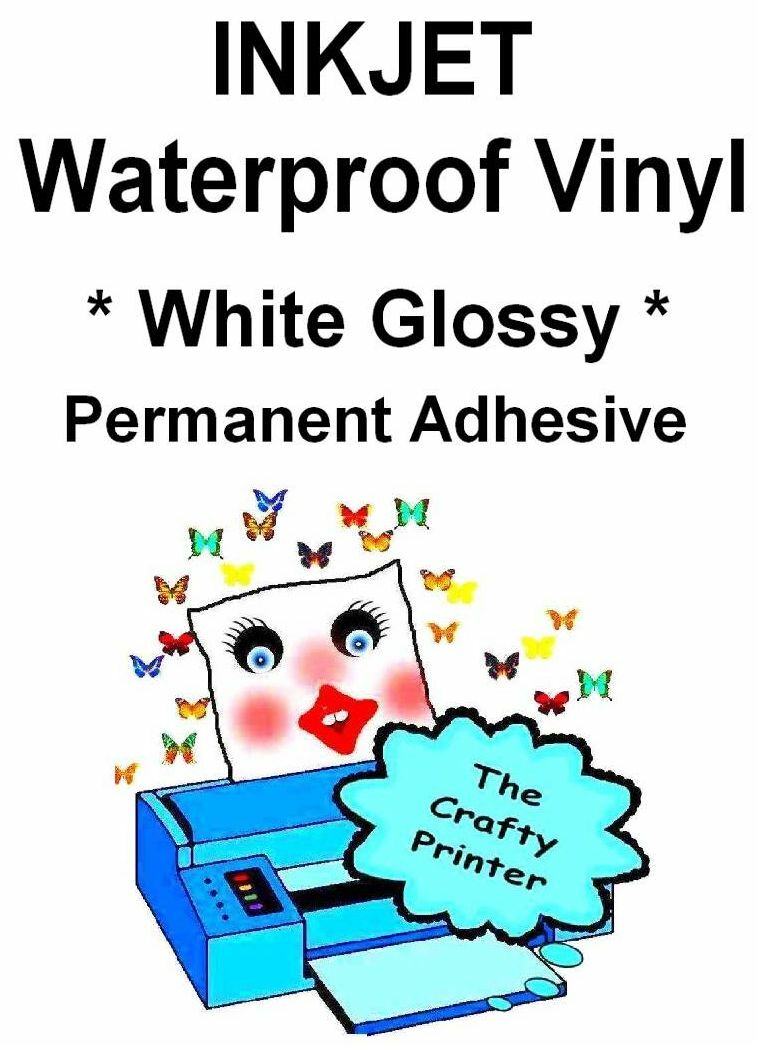 INKJET Waterproof PERMANENT Adhesive Decal Vinyl – 20 Sheets – GLOSSY WHITE