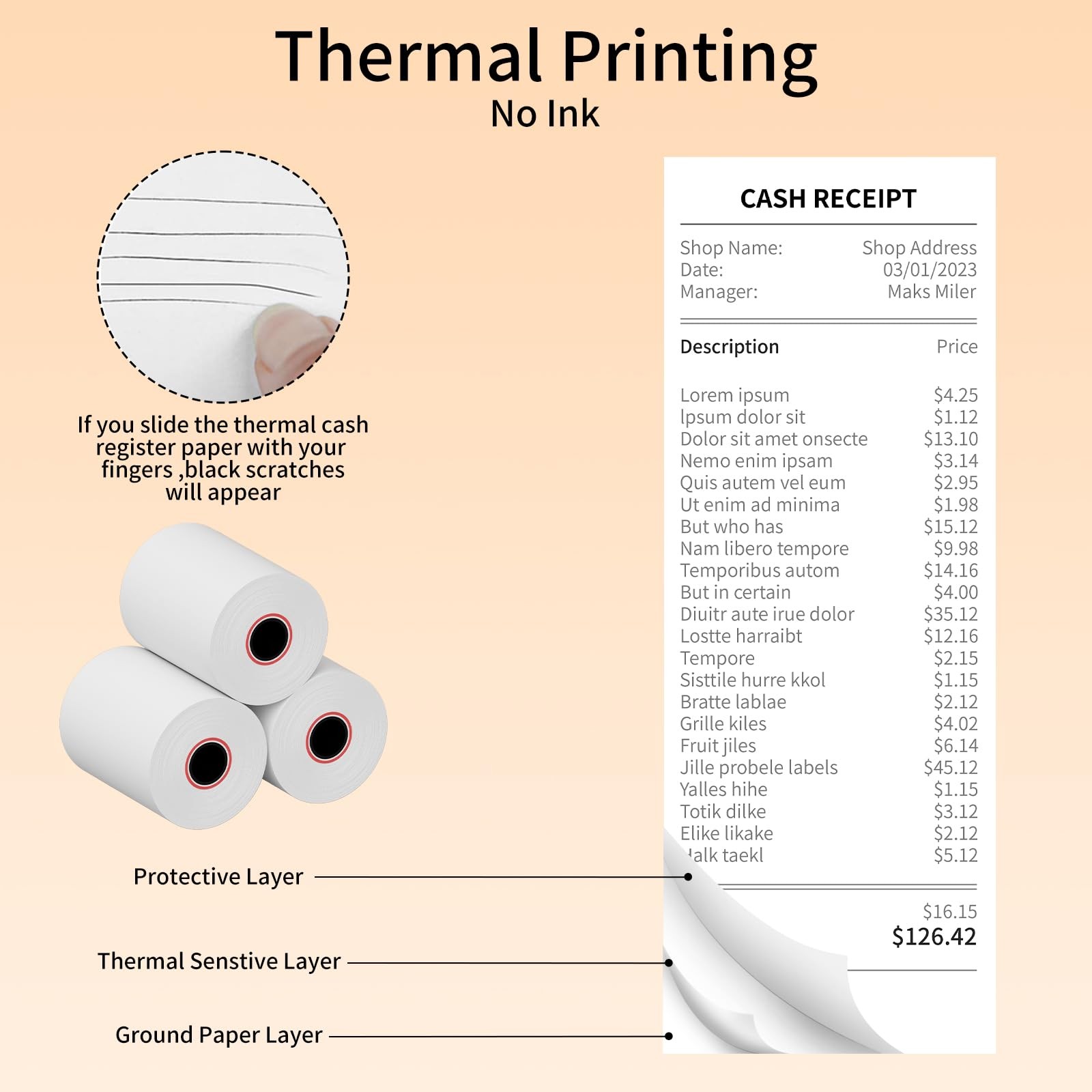 10 PCS 21/4″ x 50′ Thermal Receipt Paper Fits 58mm POS Printer Premium
