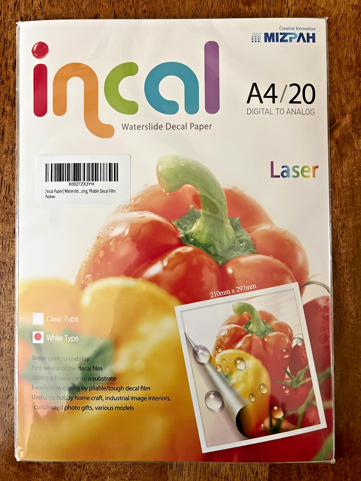 Waterslide Decal Paper LASER WHITE 20 sheets INCAL