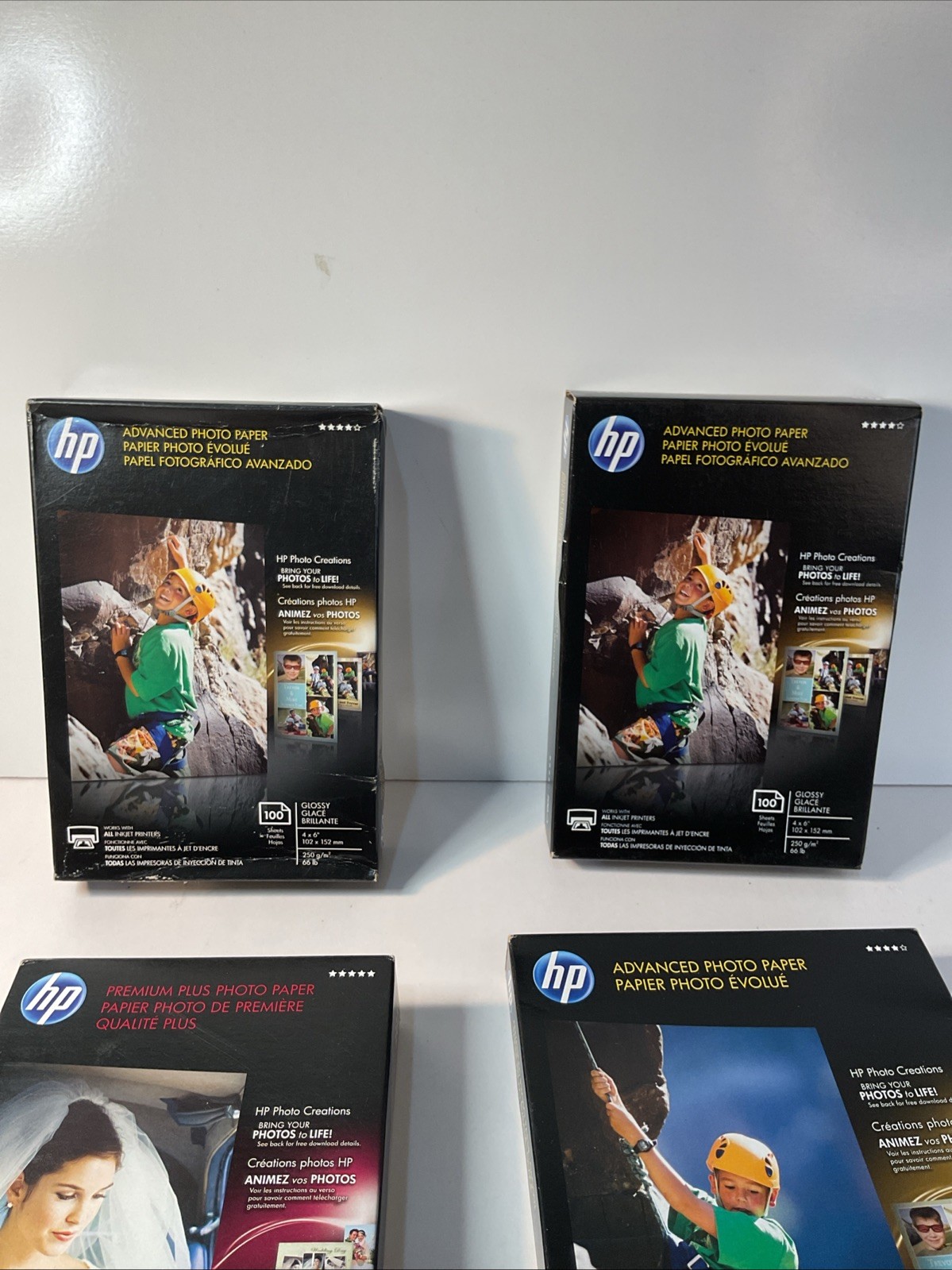 Hewlett Packard Photo Paper 4 Packs ,1 Soft Gloss, 2 Glossy ,300 4”x6”,60 – 5”x7