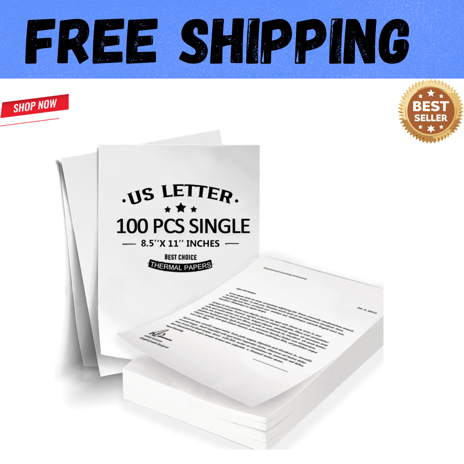 100 Sheets Thermal Printer Paper 8.5 X 11 Inch US Letter Size Thermal Paper