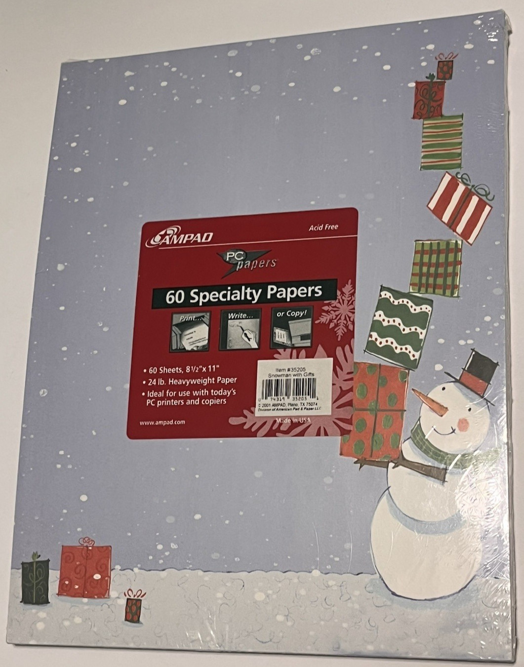 Computer Printer Paper 4 Packs/170 Sheets Hearts And Snowmen Border Stationery