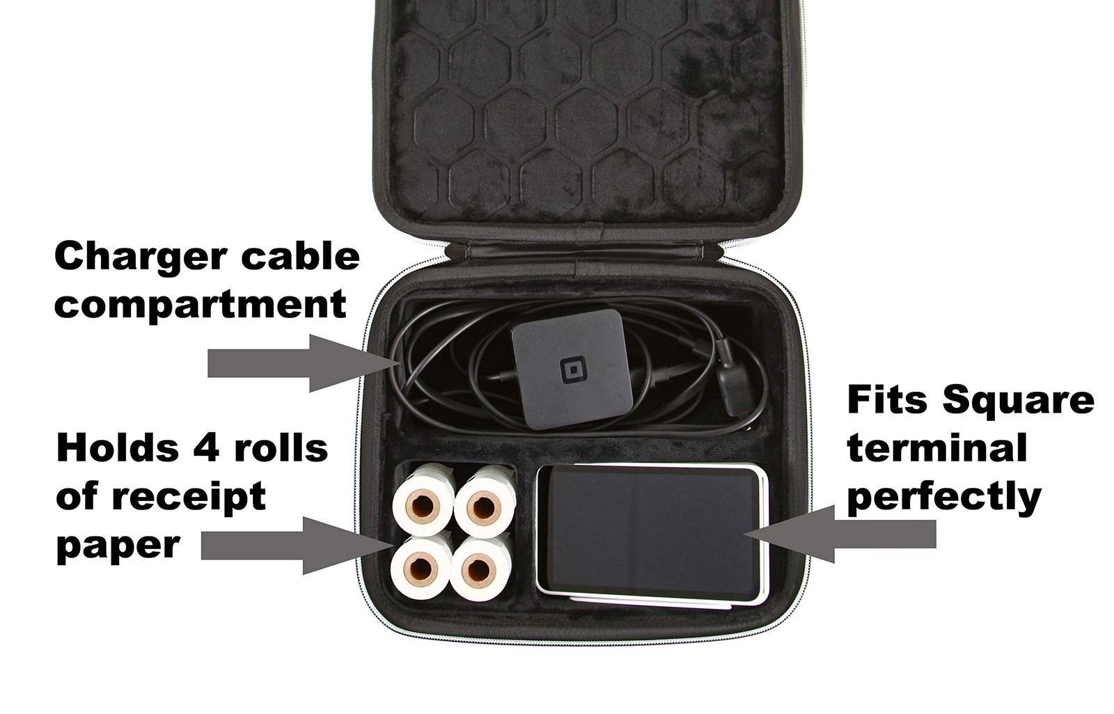 2TUFF Square Reader Case – Fits Terminal Charger and 4 Large, Black