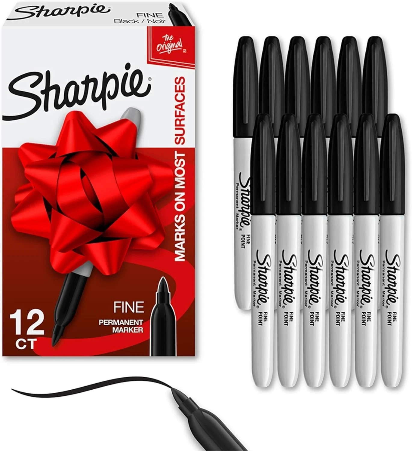 SHARPIE FINE POINT PERMANENT MARKER, BLACK, 12 COUNT