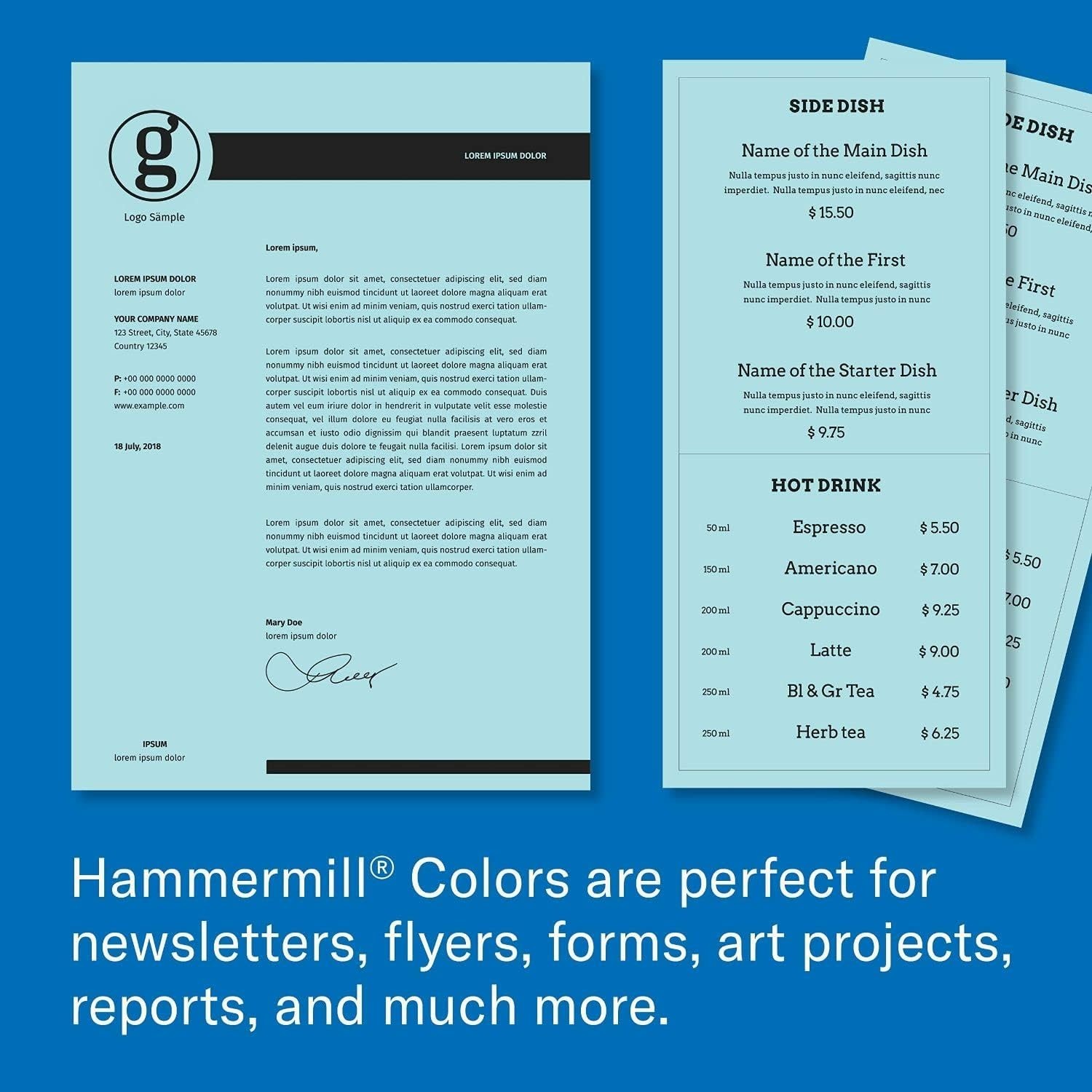 Vibrant 20 lb Blue Colored Paper, 500 Sheets, 30% Recycled – Jam-Free Efficiency
