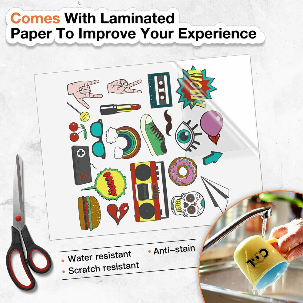 Vinyl Sticker Paper Glossy Matte Clear Waterproof Printable Inkjet Laser Printer