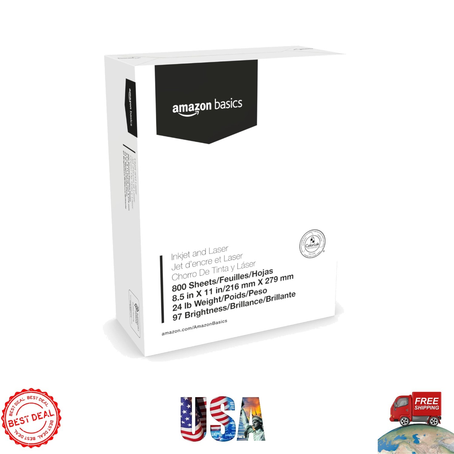 Heavyweight 24 lb Bright White Copy Paper – 800 Sheets, Perfect for All Printers