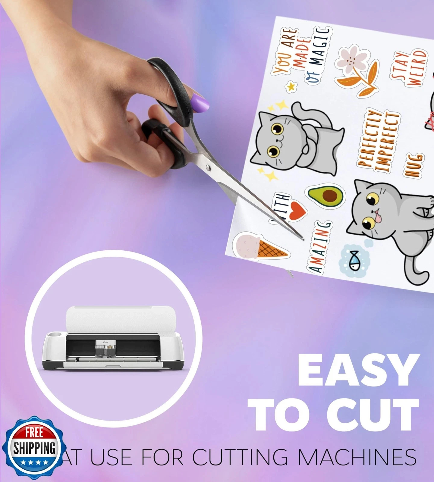 Holographic Clear Sticker Paper 8.5×11 Inkjet/Laser Printable 20 Sheets