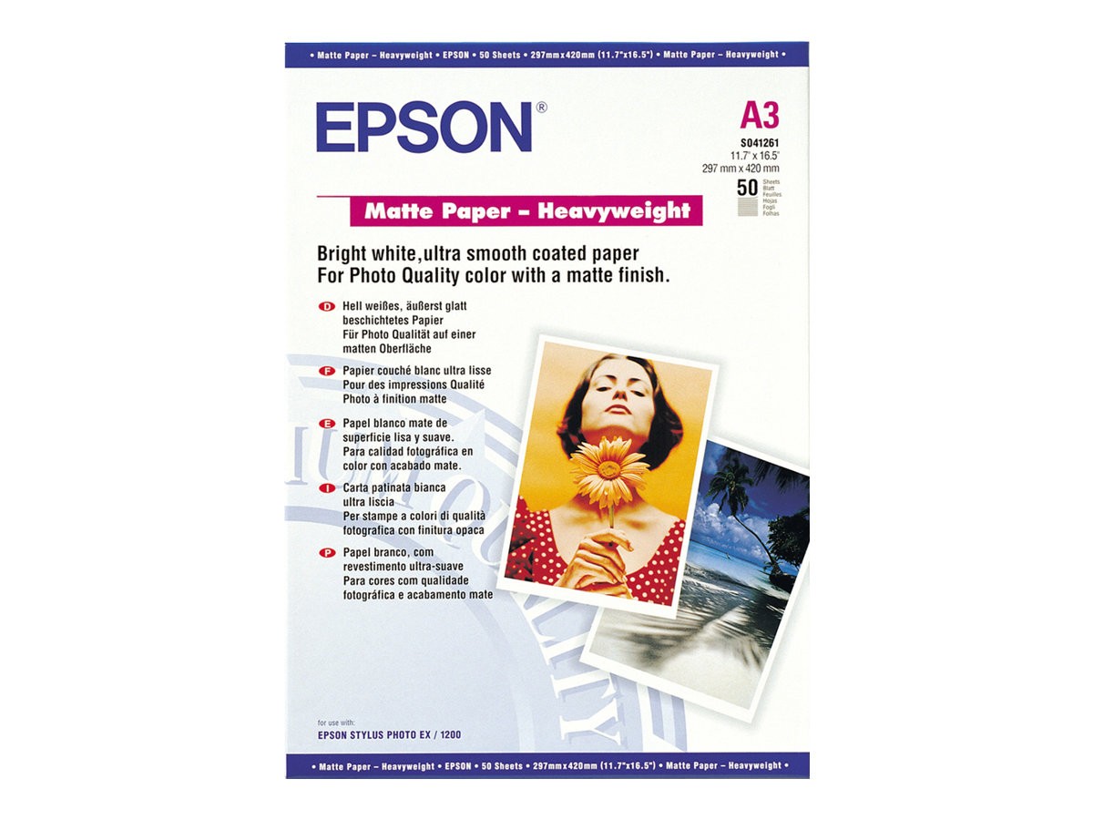 Epson Matte Paper – Heavy Weight A 3, 50 Sheets, 167g S C13S041261