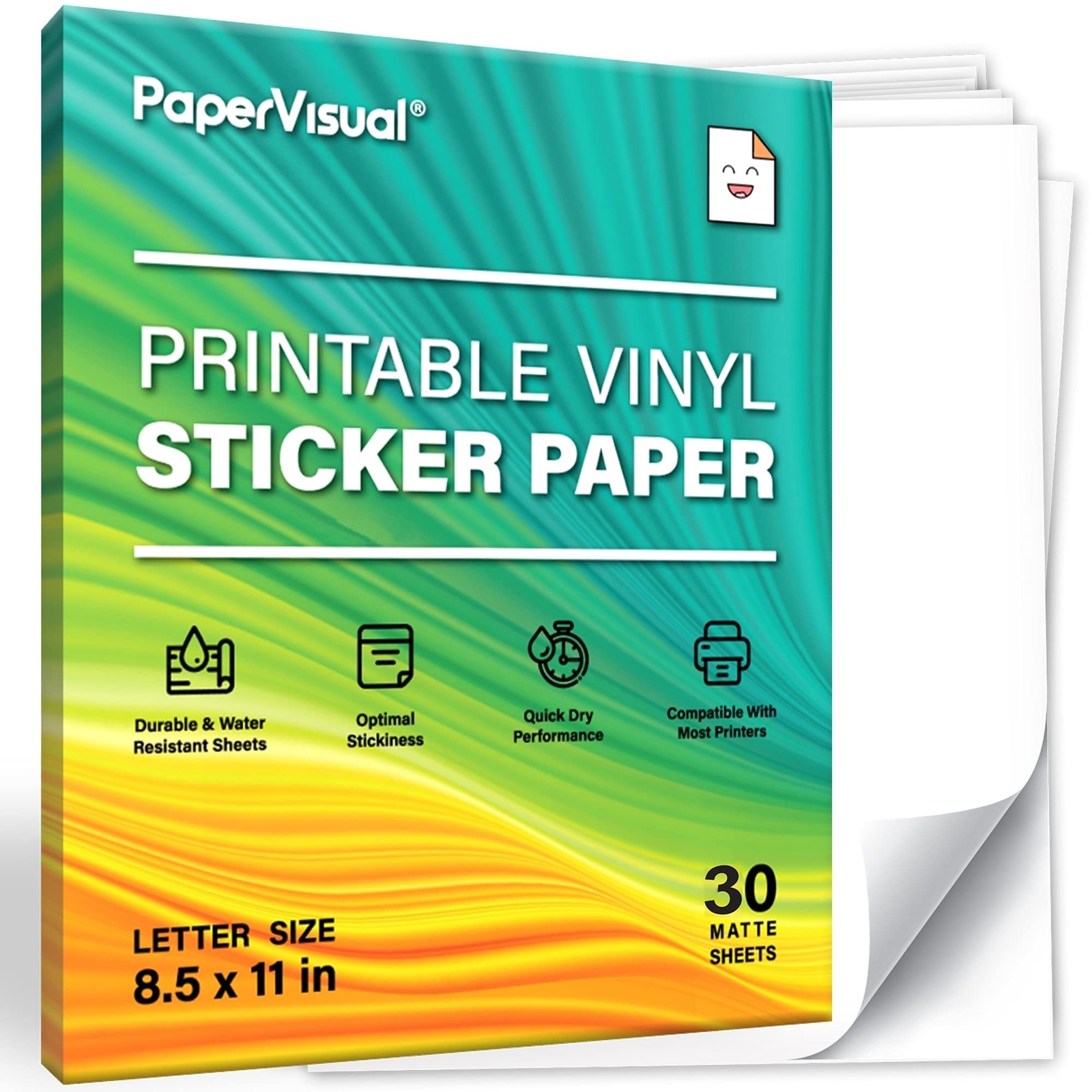 30 Printable Sticker Paper for Inkjet Printer – Matte White Waterproof Sticke…