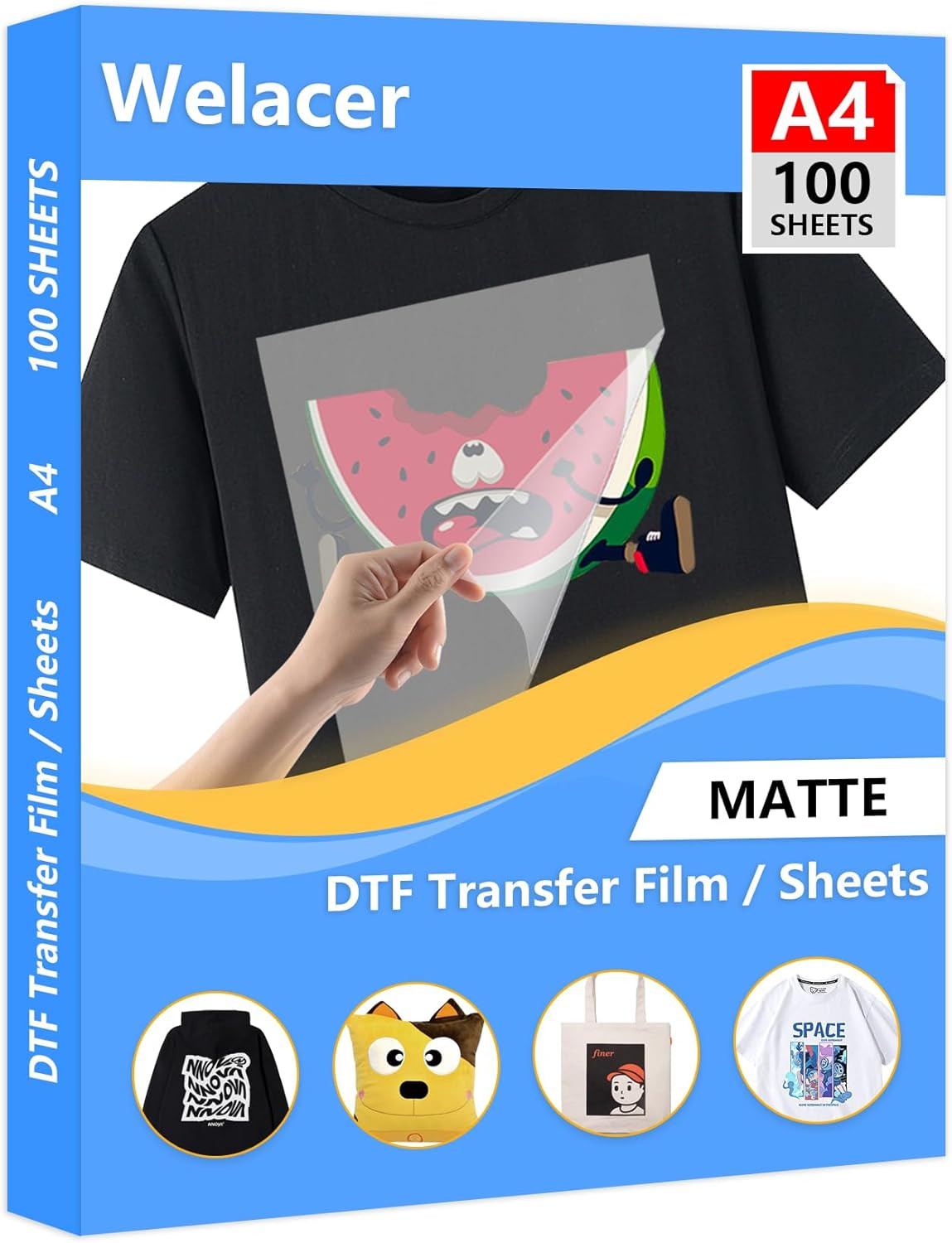 100 Sheets DTF Transfer Film Paper A4 Double Sided Thick Clear Pretreat Sheets,