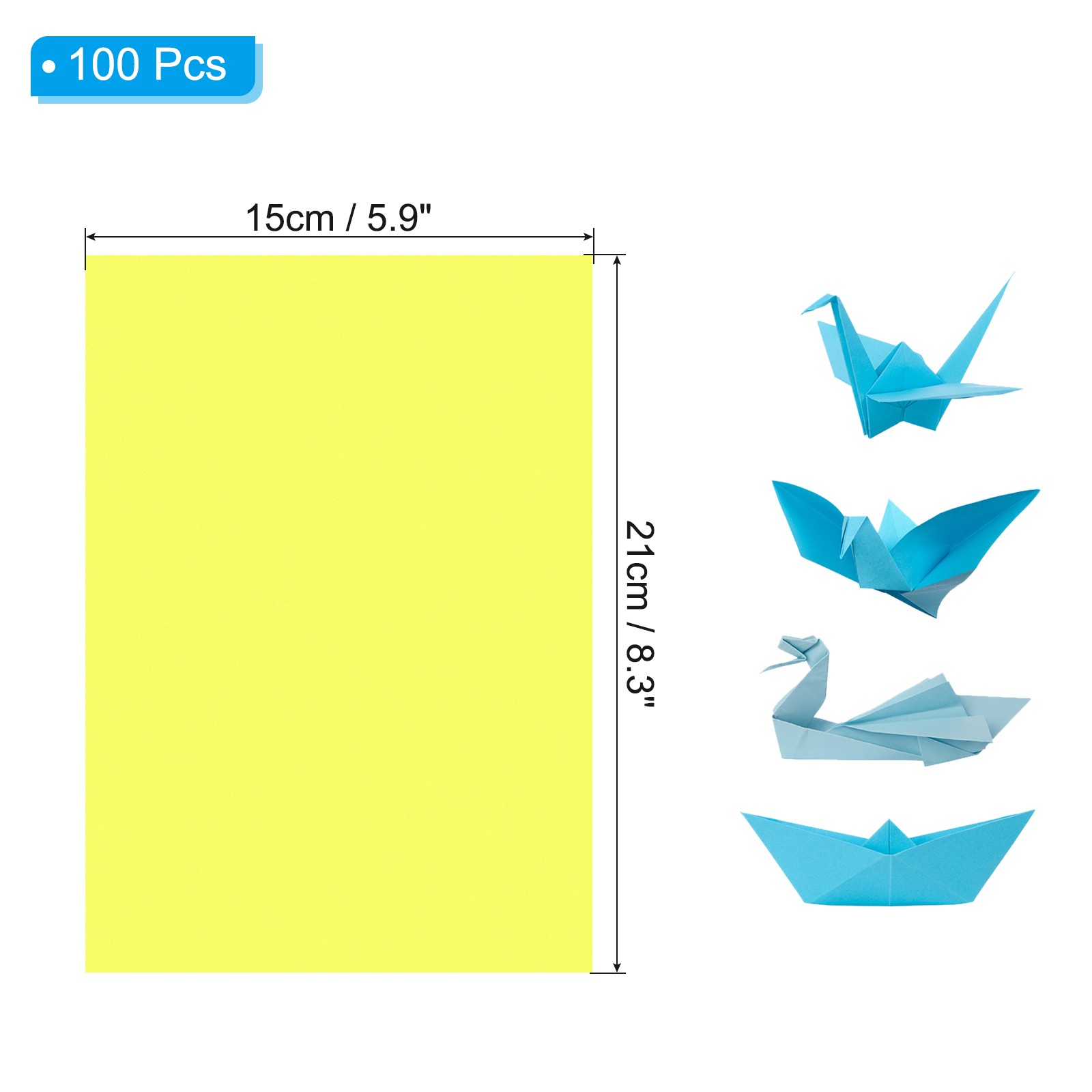 Fluorescent Yellow Color Copy Paper, 100 Sheets 8.3×5.9″ A5 70gsm