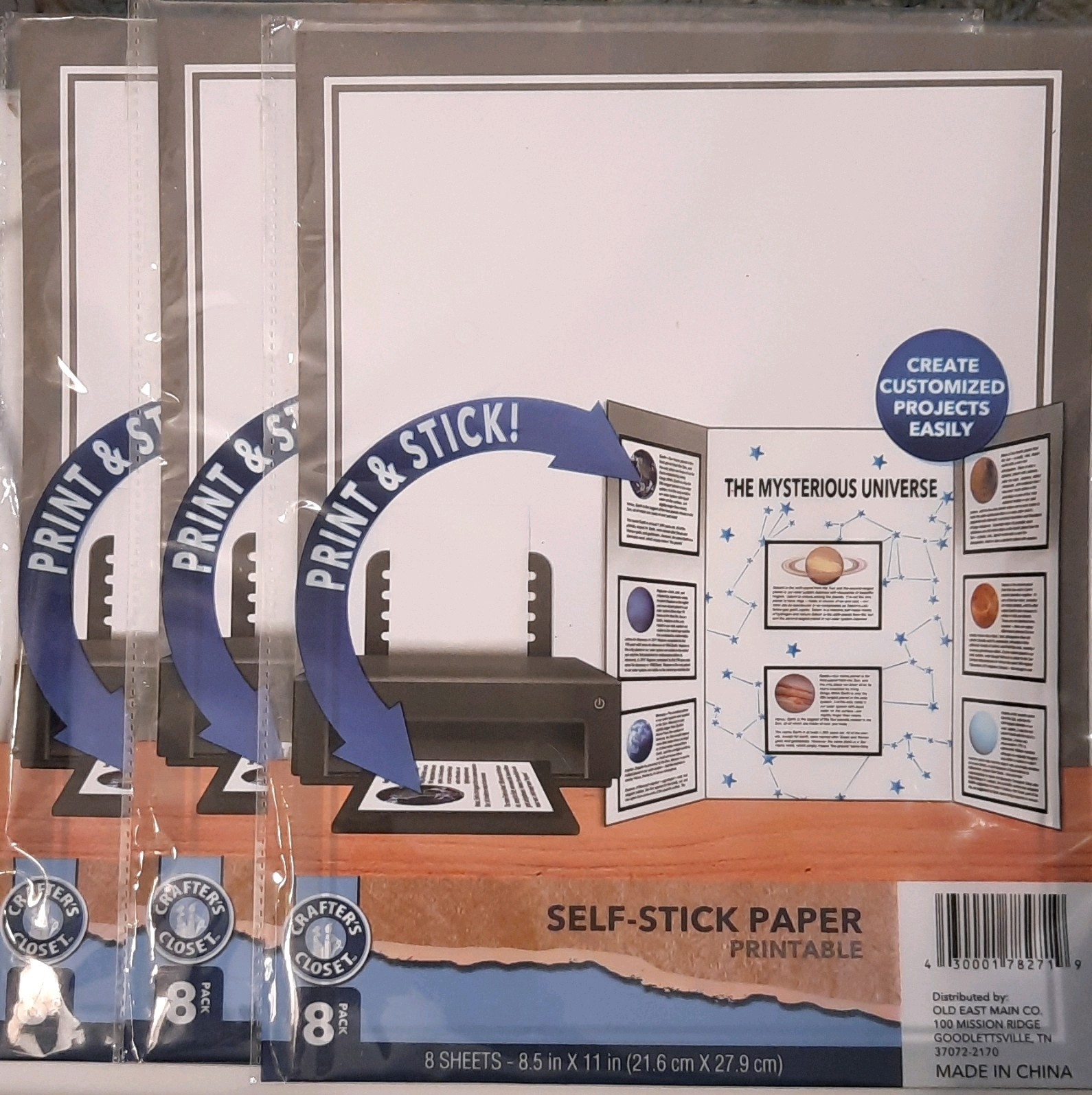 24 Sheets Crafter’s Closet Self-Stick Printable Paper White 8.5x11in