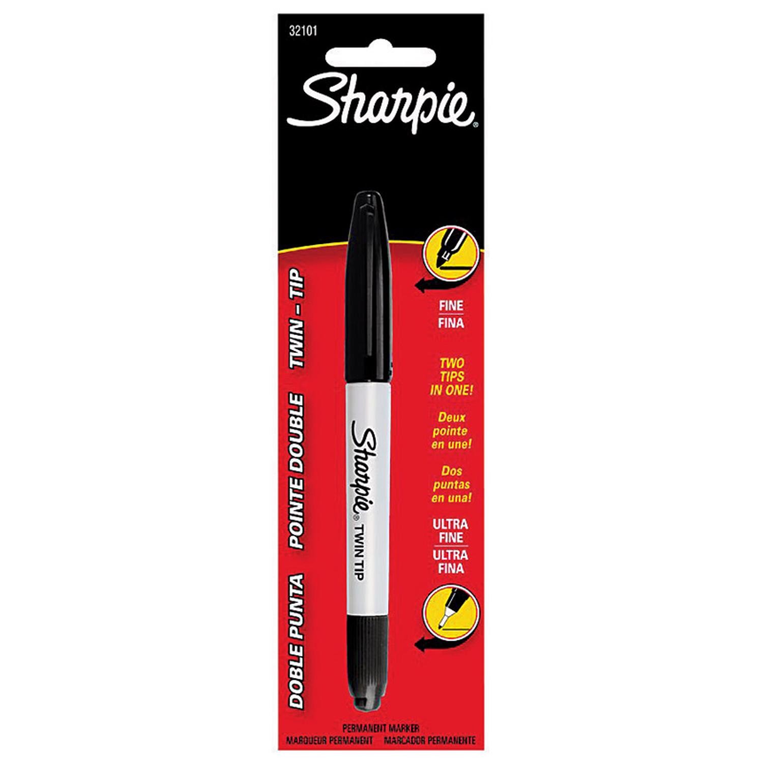 Sharpie 32101 Black Quick Dry Ultra Fine Twin Tip Permanent Marker (Pack of 6)