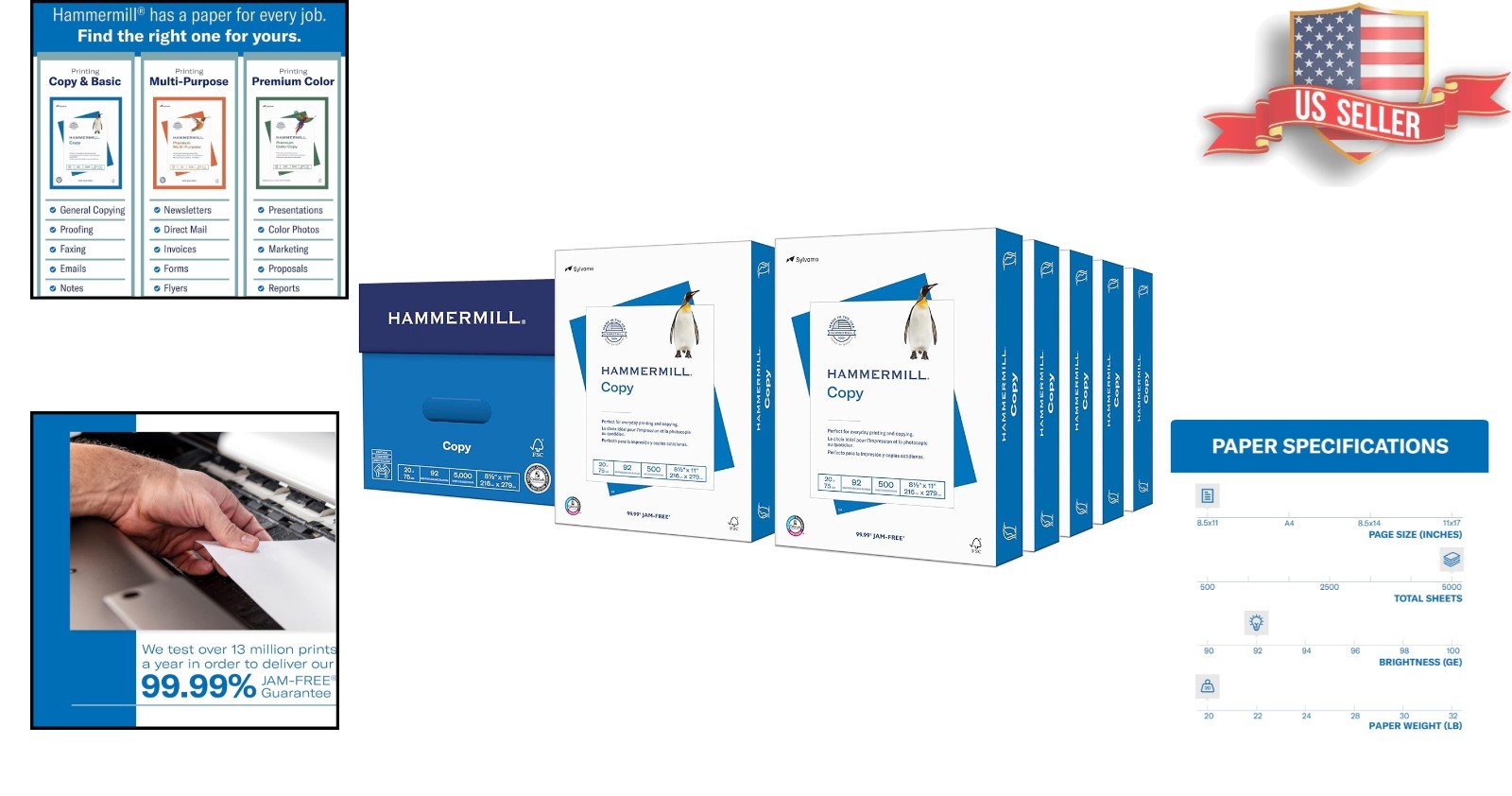 Bulk 8.5 x 11 Copy Paper – 5000 Sheets, 92 Bright, Perfect for Everyday Printing