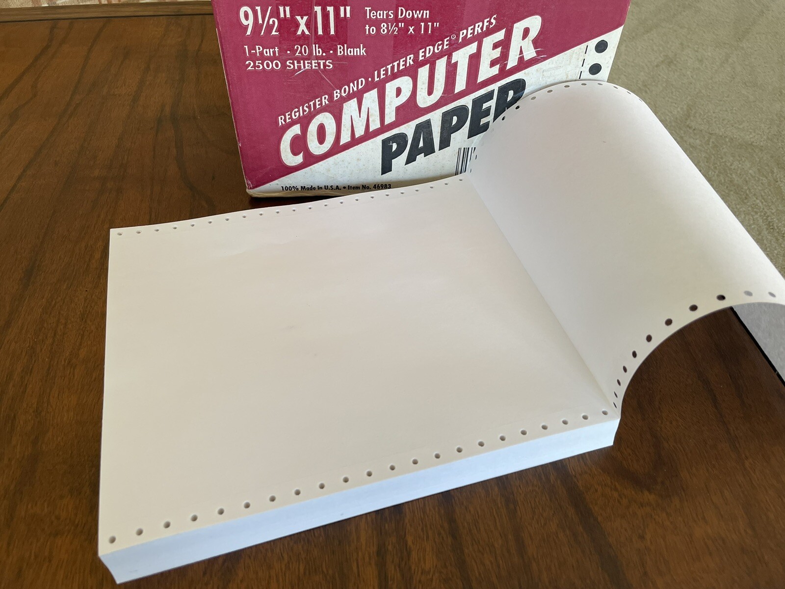 200 Sheets Continuous Fan-Fold Dot Matrix Tractor Feed Printer Paper 9.5×11 inch