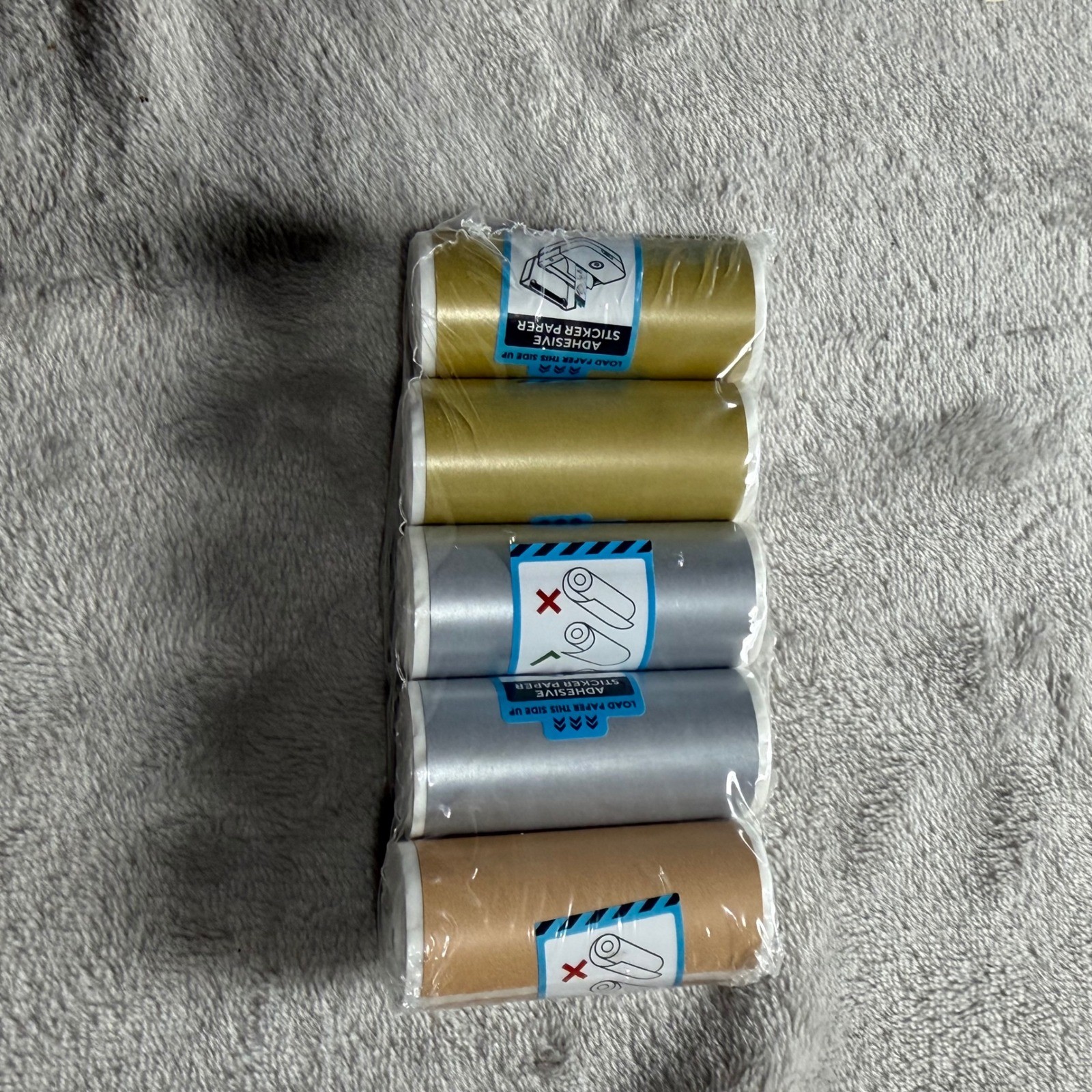Core Innovations 5 Pack Metallic Adhesive Thermal Paper Rolls Gold Silver