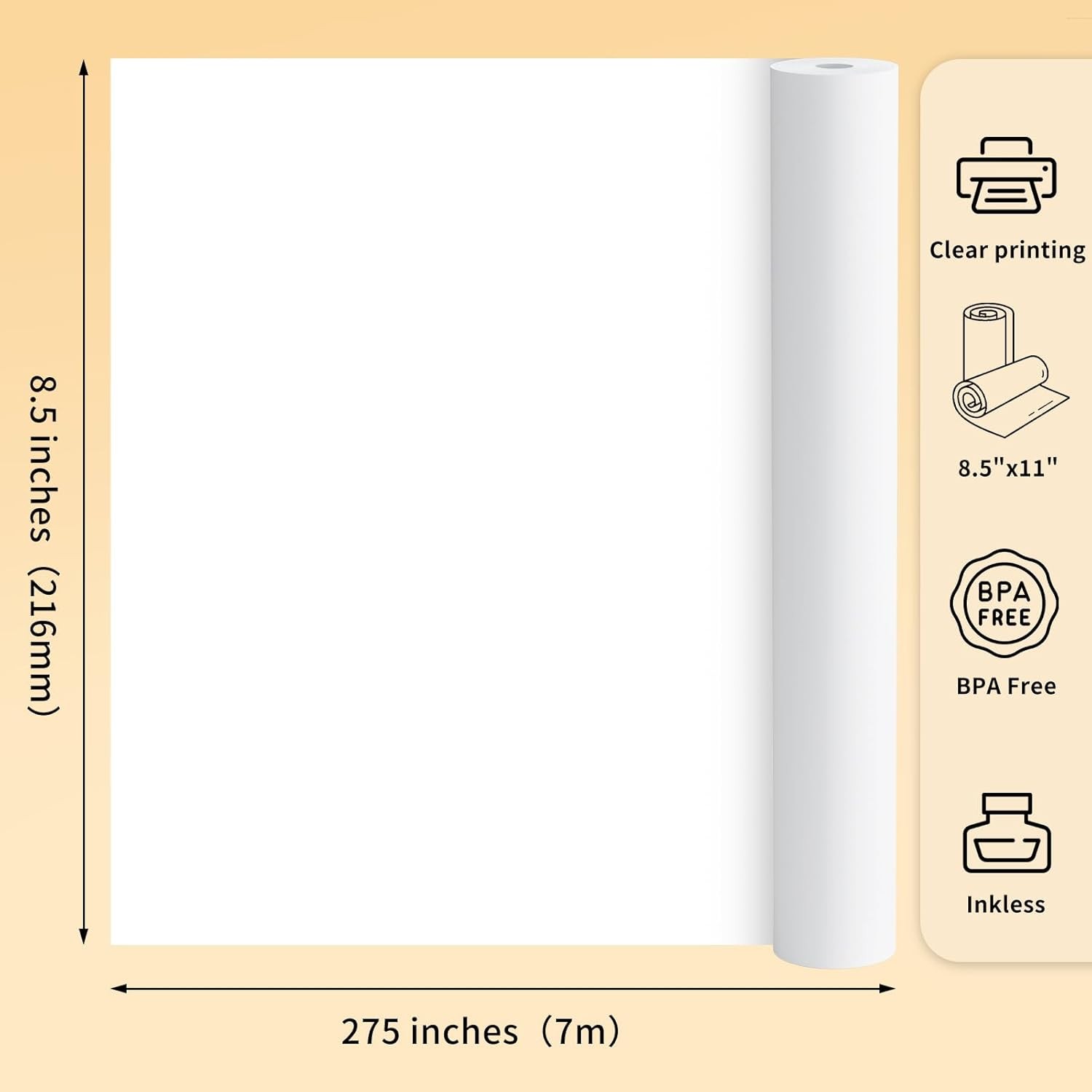 2-10 Rolls 8.5×11 Letter Thermal Paper Inkless for Travel Office Student