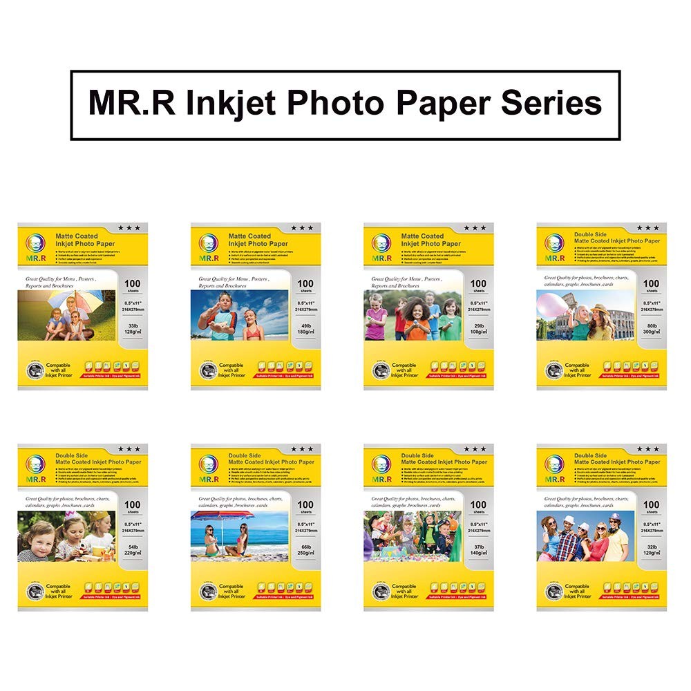 100 Sheets Double Side Glossy Inkjet Photo Paper 53LB 200gsm 8.5×11 Inch