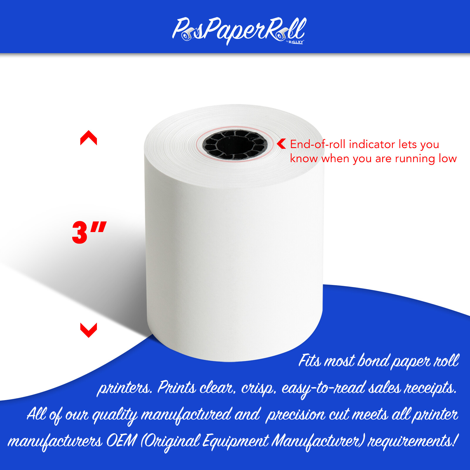 3″ x 165′ Cash Register 1 Ply Blended Bond Printer Pos Paper Roll 14Rolls/Case