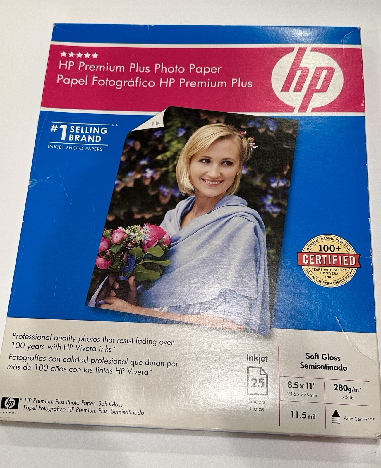 Genuine HP Premium Plus Photo Paper 75lbs. Soft-Gloss 8-1/2 x 11” 25 Sheets New