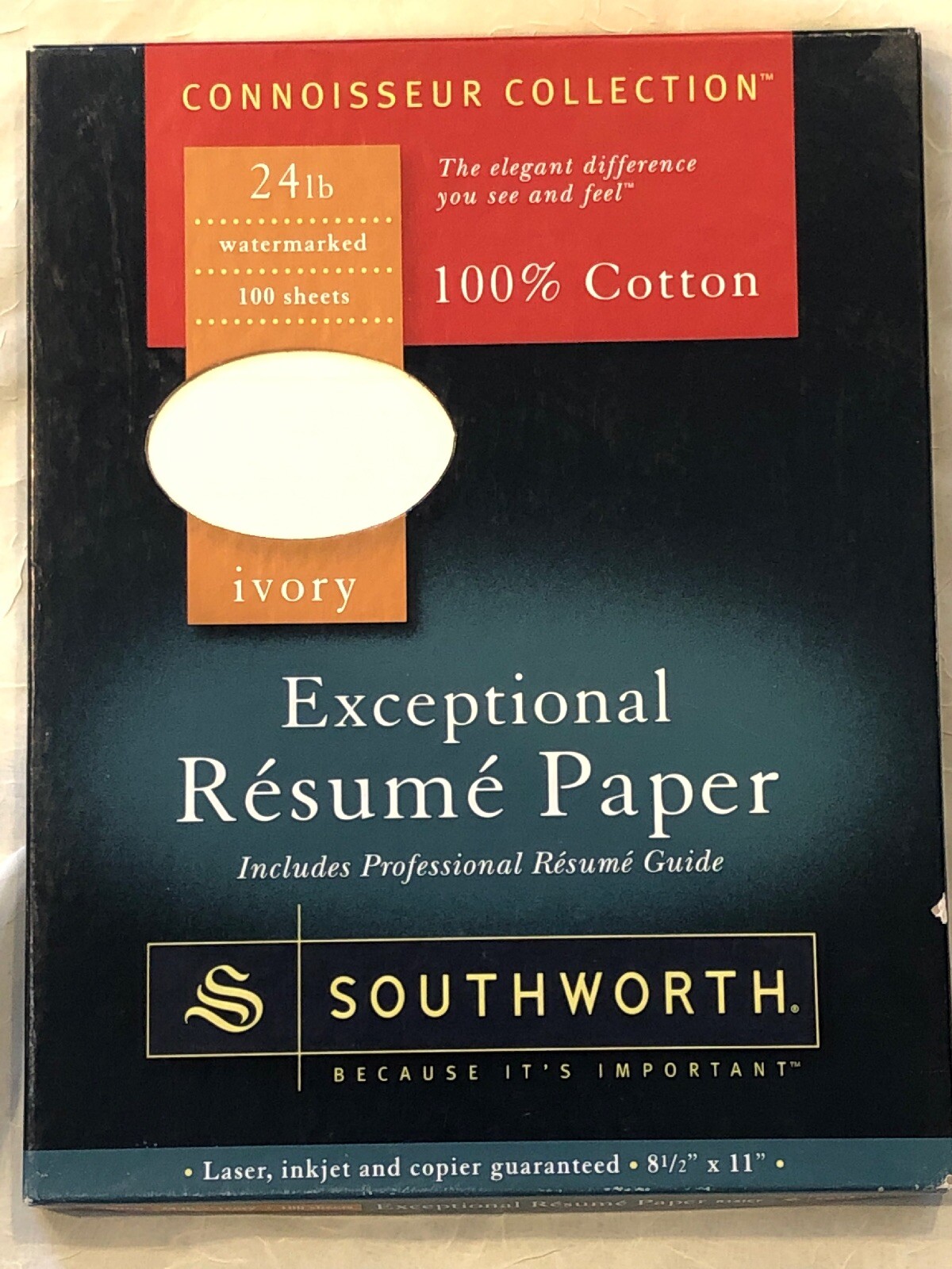 Southworth Connoisseur Collection 100% Cotton Ivory Exceptional Resume Paper PO