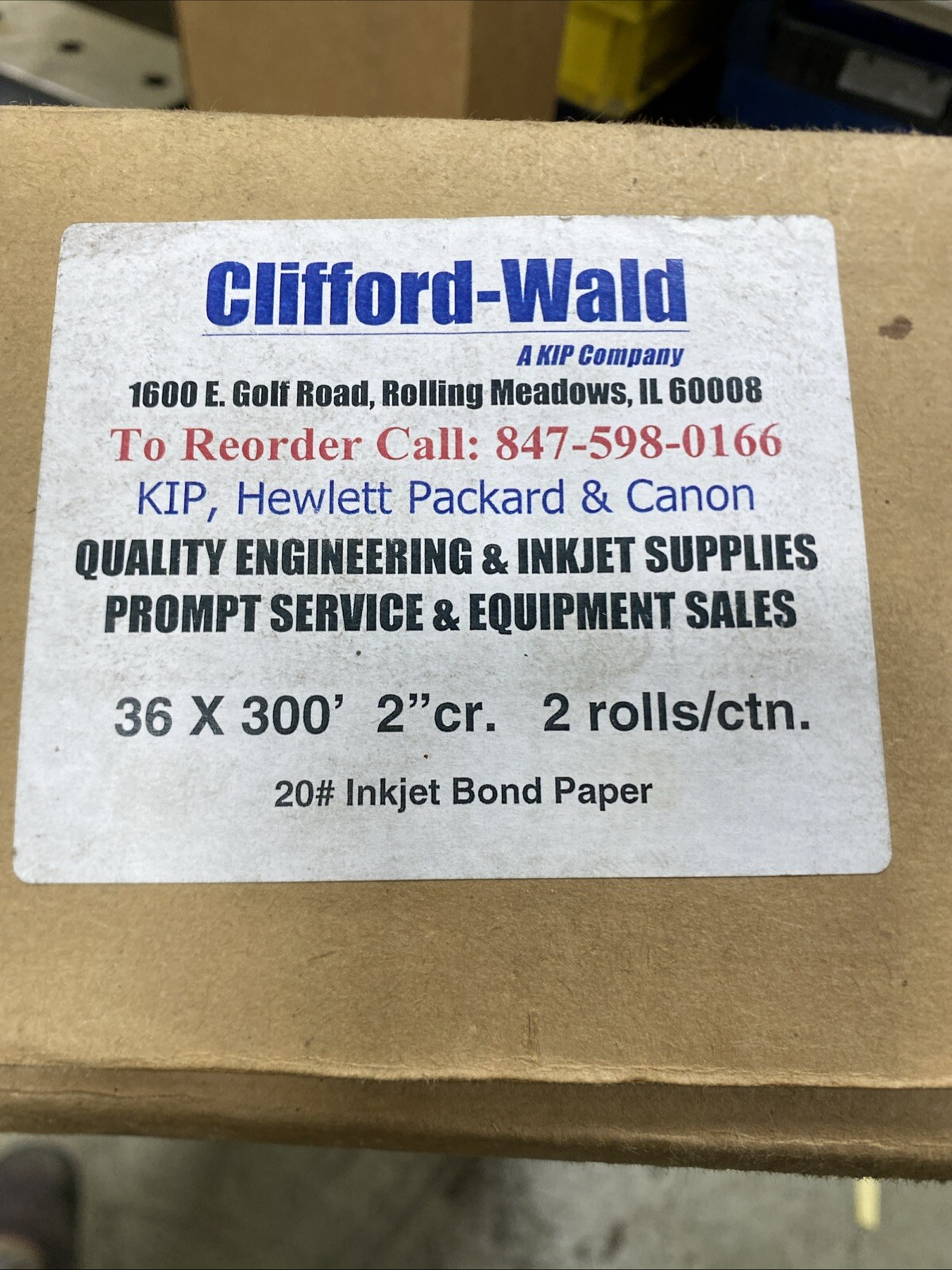 Imaging Essentials 20# Inkjet Bond Paper 2ct 36×300’ 2” Cr. Assorted