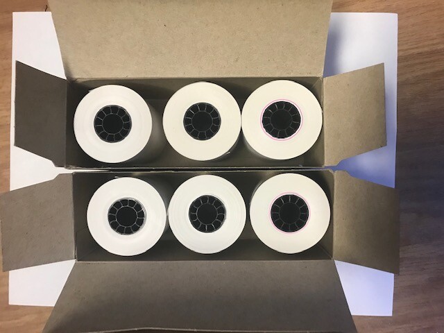 6 ROLLS – 2 Boxes of Three: NCR Thermal Paper Roll, White, 2 1/4″(W) x 75′(L)