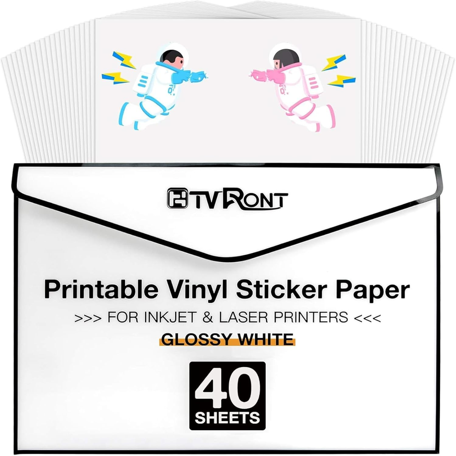 Printable Vinyl for Inkjet Printer & Laser Printer – 40 Pcs Glossy White Waterpr