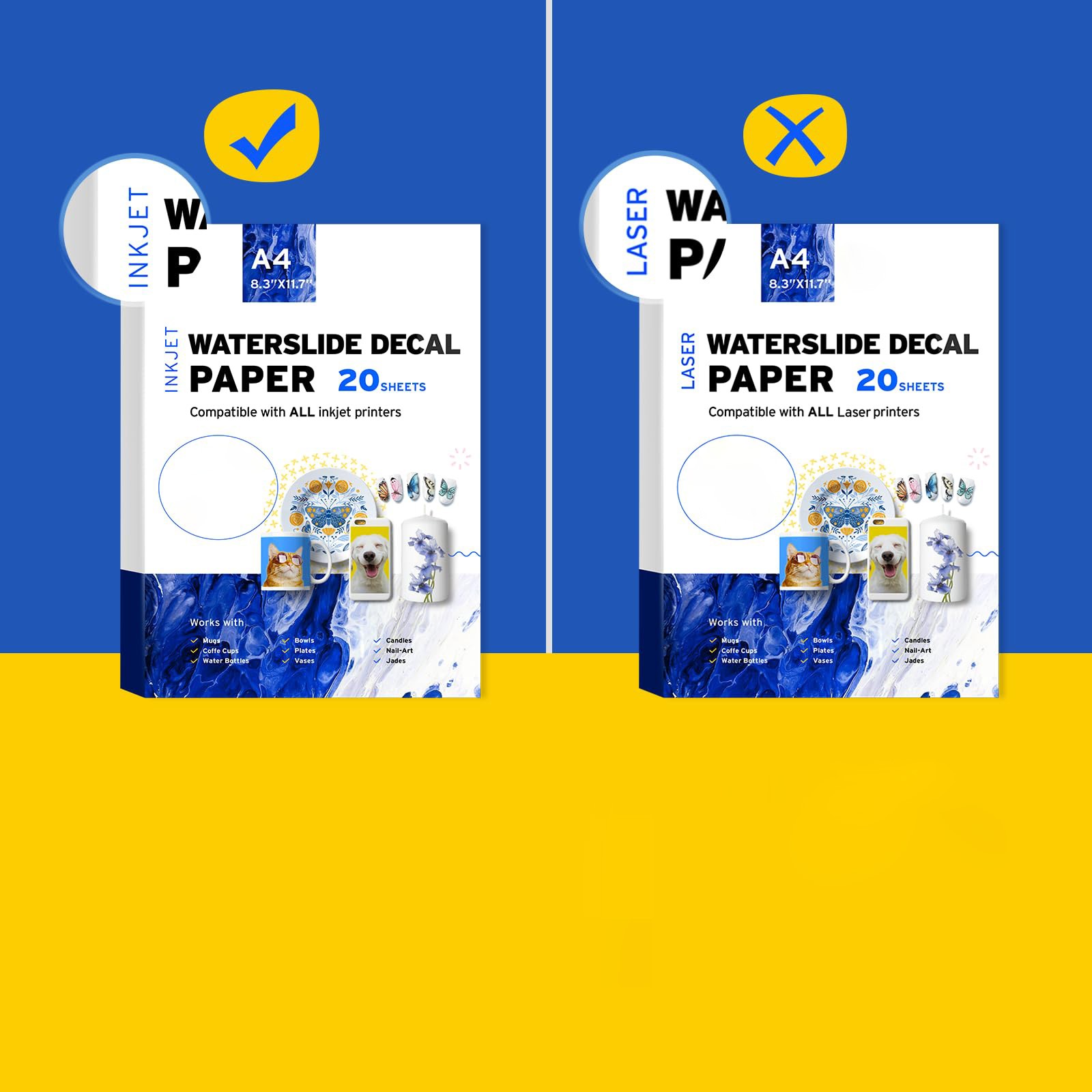 Clear Water Slide Decal Paper, 20 Sheets, For Custom Mugs, DIY Projects