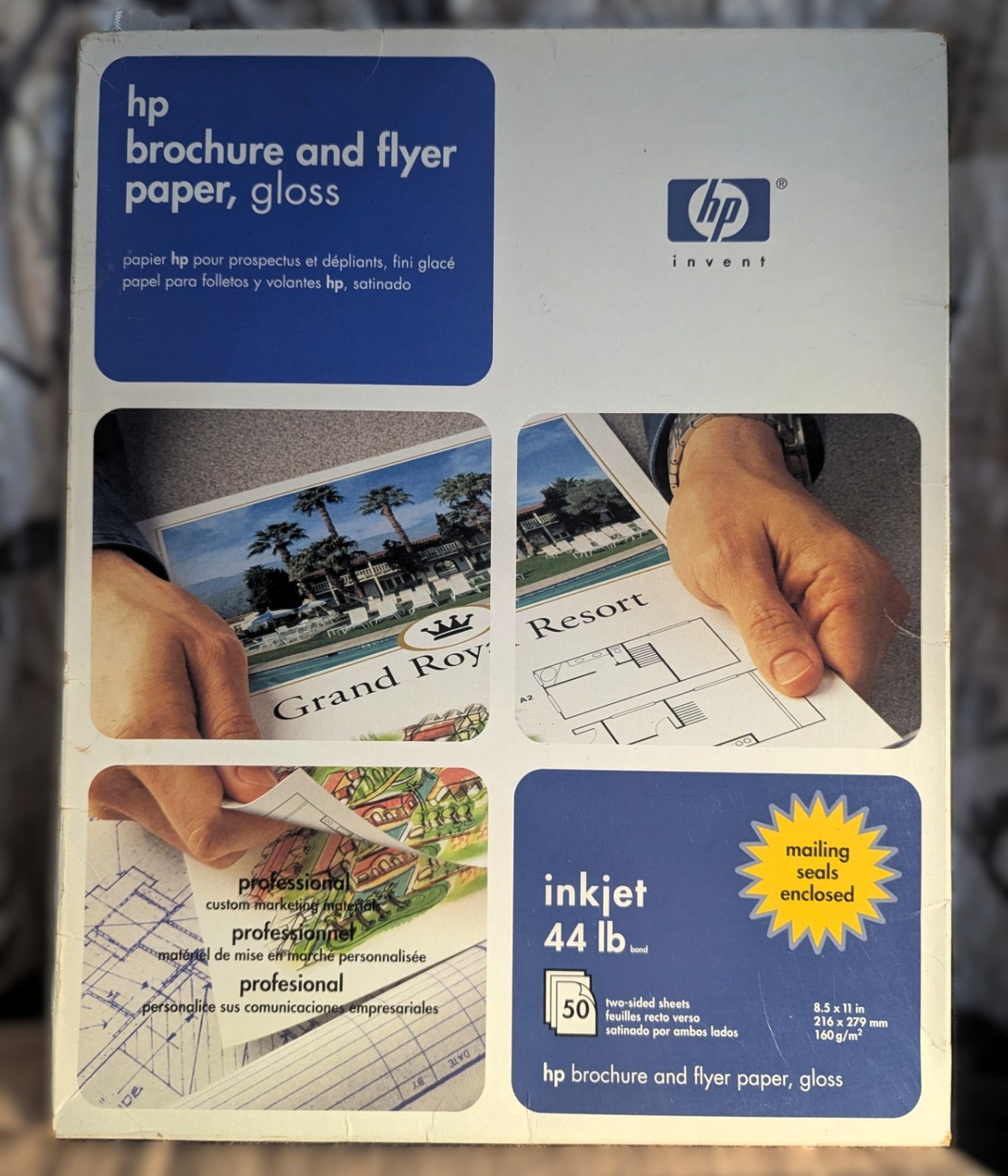 HP Inkjet Glossy Brochure Paper – 50 Sheet Pack, 44 lb – Complete but open pack