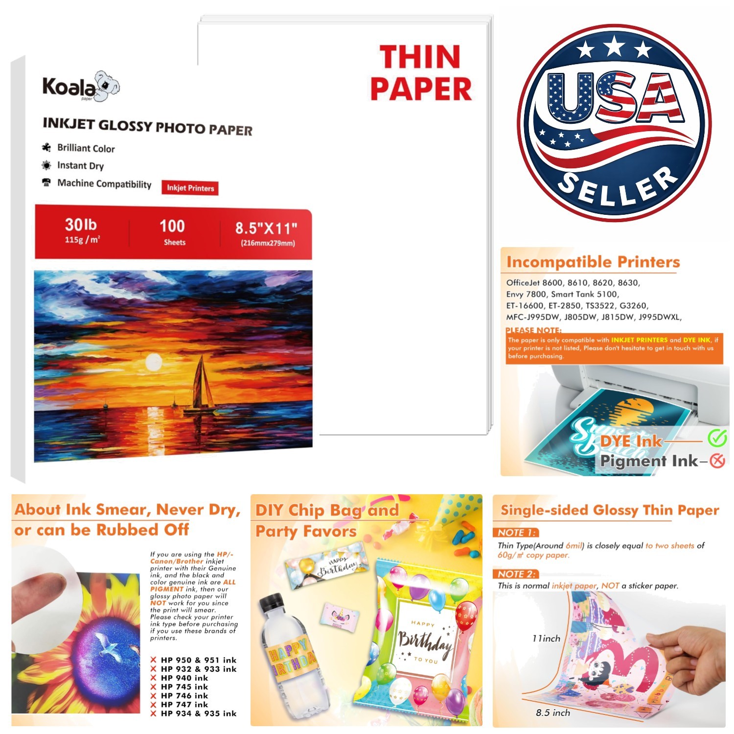 Koala Glossy Inkjet Paper 8.5×11 – 100 Sheets, Perfect for Vibrant Printing