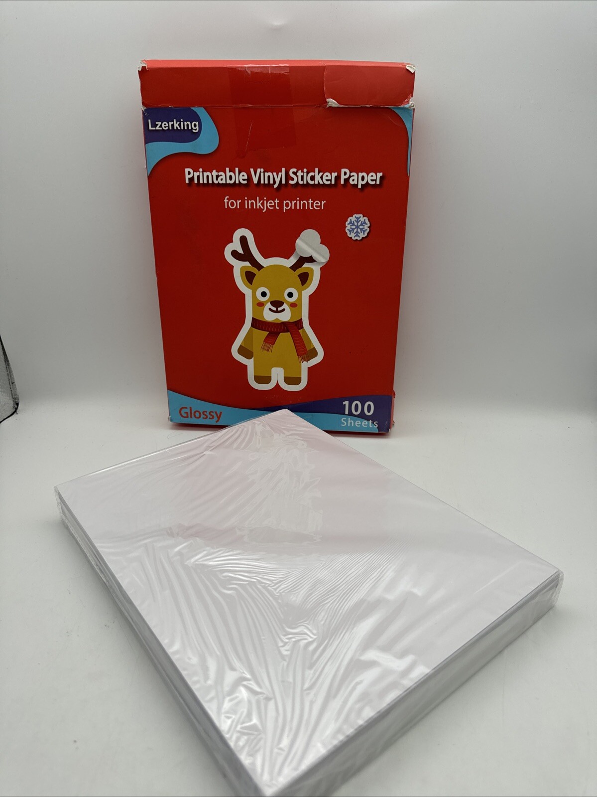 Lzerking Printable Vinyl Glossy Sticker Paper for Inkjet Printer 100 Sheets W