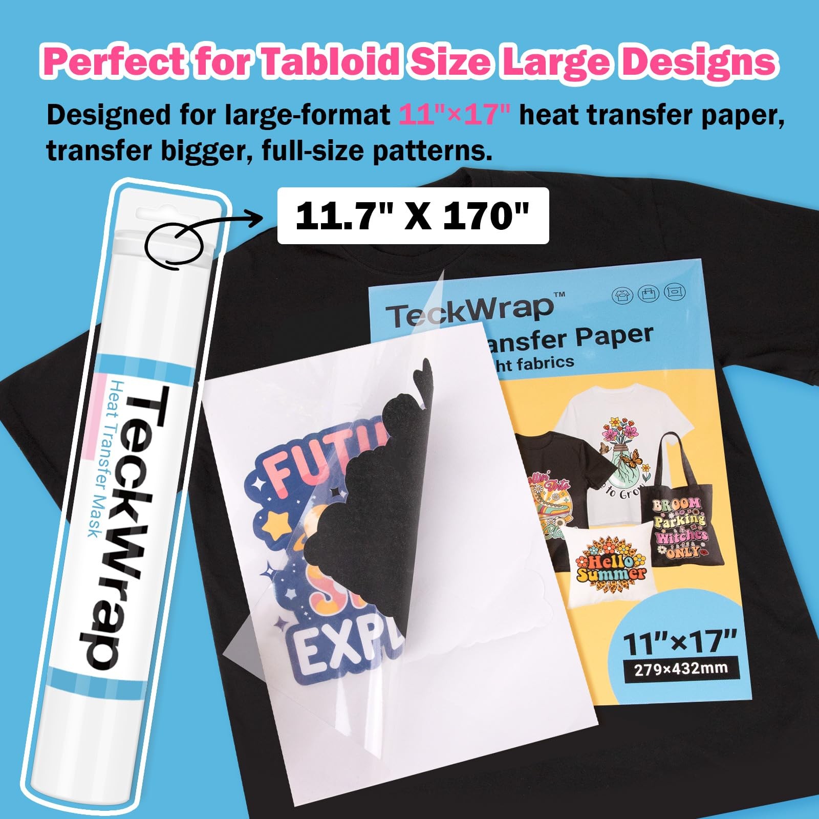 Heat Transfer for Heat Transfer for T-Shirts 1 roll, 11.7″ X 170″ Masking Fil…