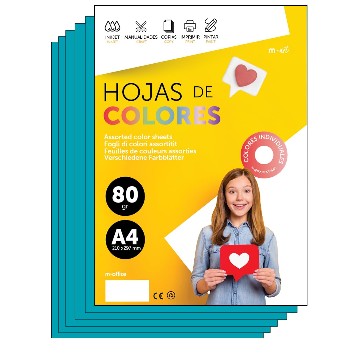 Colourful Paper A4 80g for Printers & Crafts, Coloured Sheets for Kids, Creat…