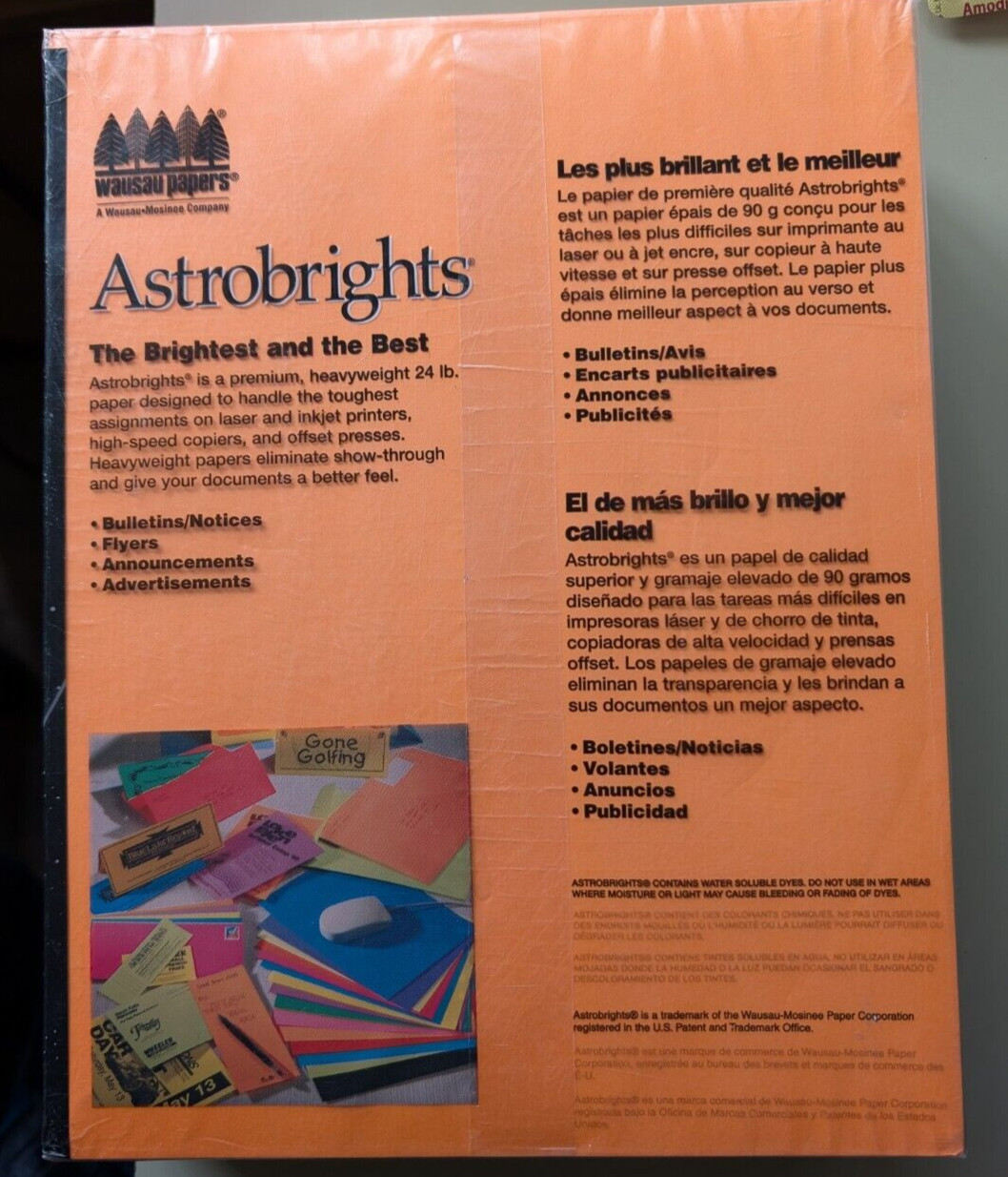 Wausau Papers Astrobright Paper Cosmic Orange 500 Sheets, 24 Pounds759598216583