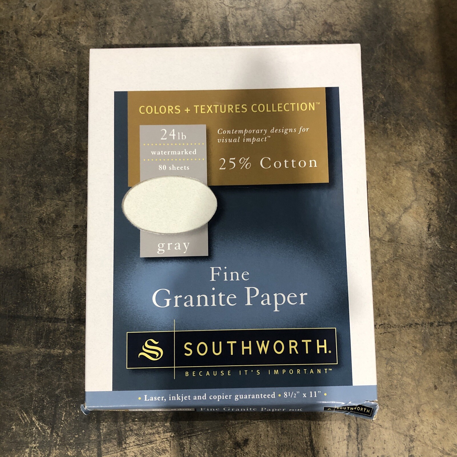 Southworth Colors + Textures Collection Fine Granite Paper 80 Sheets Gray P914C