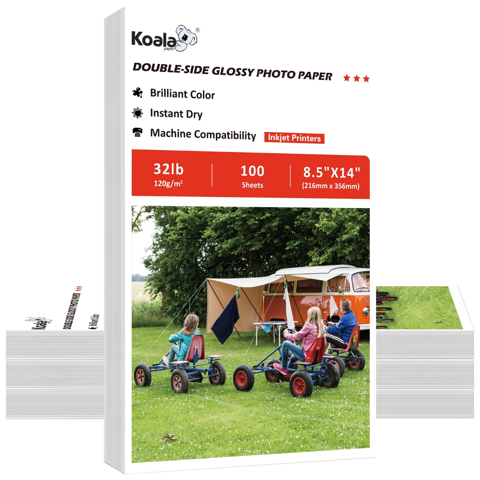 300 PK Koala Double Sided Glossy Photo Paper 8.5×14 32lb Brochure Paper Inkjet