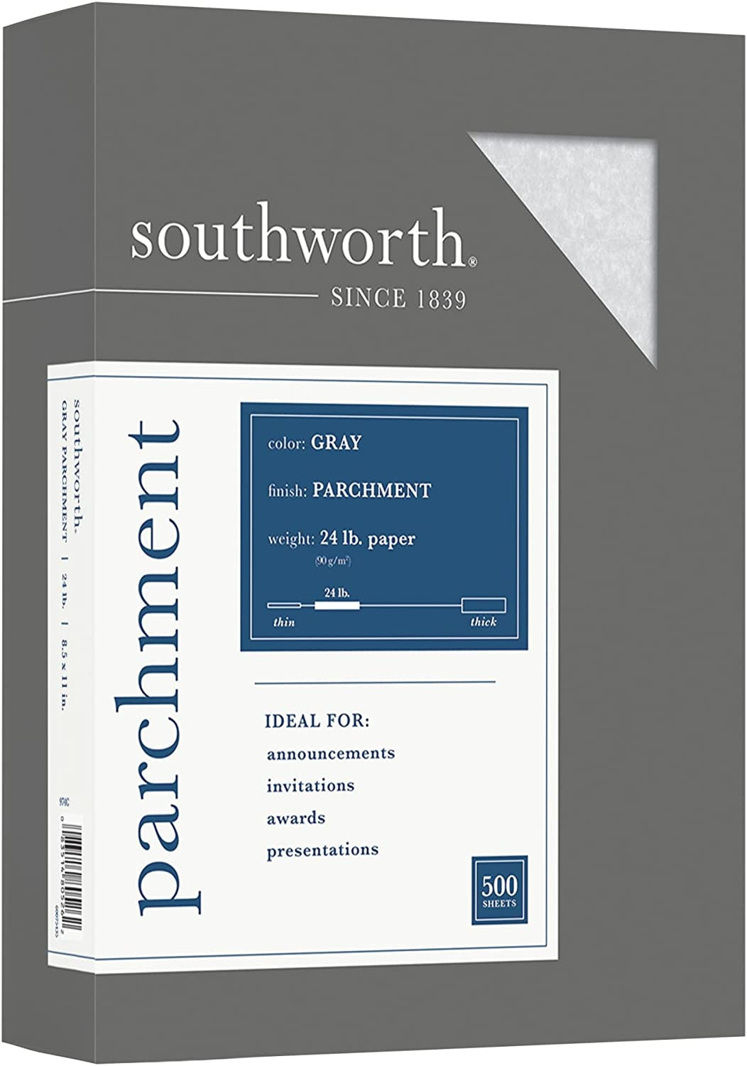 Southworth Parchment Specialty Paper, 24 Lb, 8 1/2″ x 11″, Gray, Pack of 500
