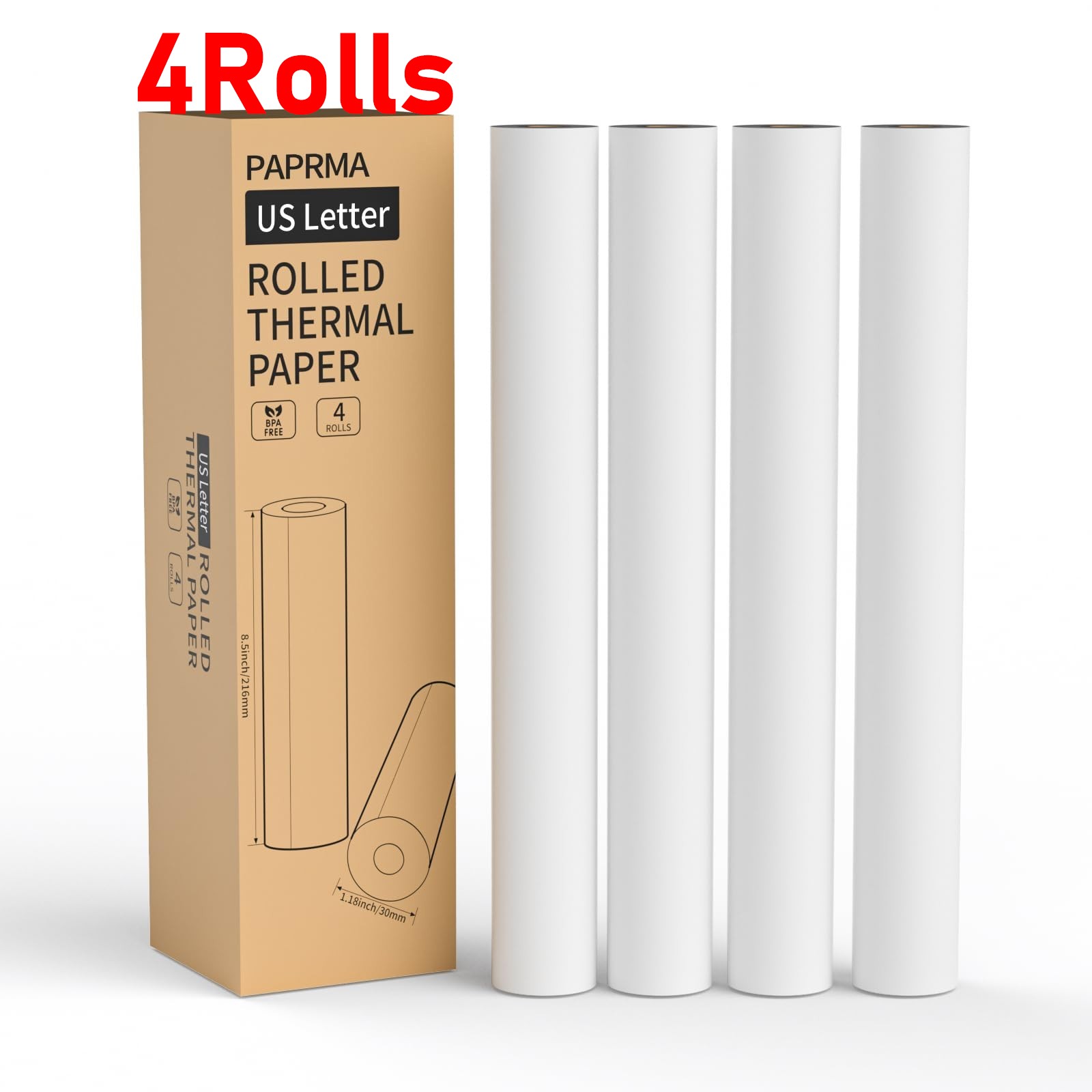4 Rolls 8.5×11″ Thermal Paper Quick-Dry US Letter for M08F M832 M834 Printer