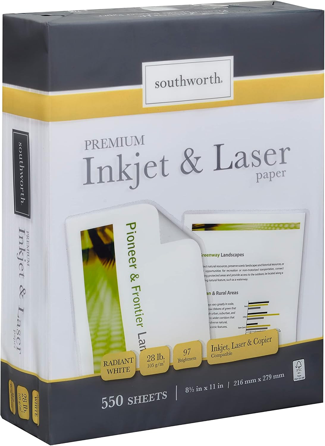 Inkjet & Laser Printer Paper, 8.5″ X 11″, 28 Lb., Radiant White, 550 Sheets (917